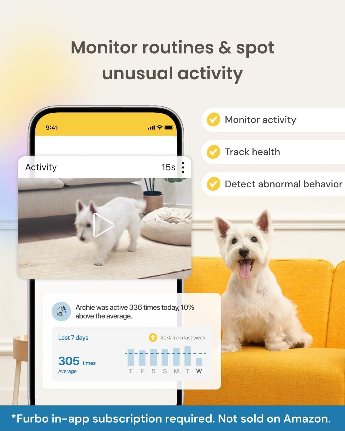 Furbo 360° Dog Camera - Unlock with Paid Plan: Home Security & Dog Safety Alerts, Rotating Pet Treat Dispenser w/ 2-Way Speaker, Smart Indoor Cam w/Phone App (3mo Minimum Subscription Required) - Image 6