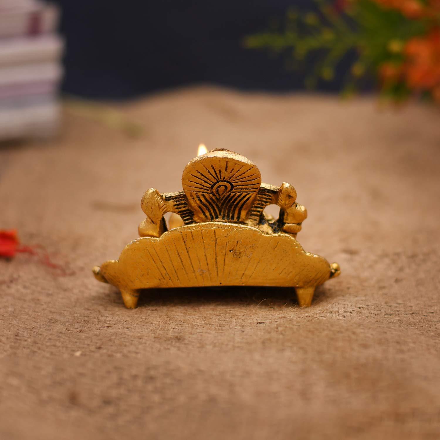 NOBILITY Ganesha on Leaf Statue Gold Ganesh Idol with Diya for Home Office Pooja Puja Diwali Decorative Wedding Return Gift Items 10 Pcs - Image 5