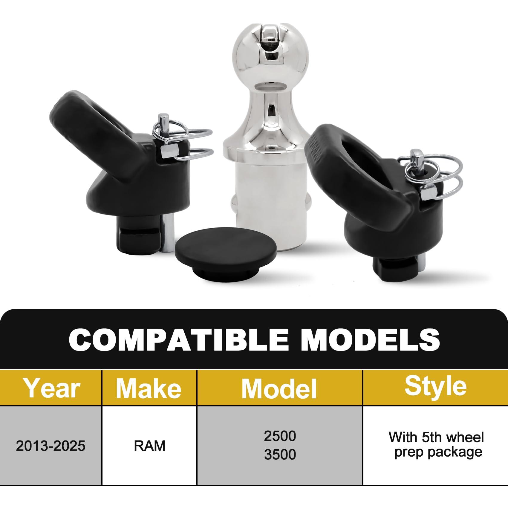 60618, Puck System Gooseneck Hitch Ball Kit, Compatible with 2013-2025 Dodge RAM 2500 3500, 2-5/16 Inch Gooseneck Ball for Truck Bed with 2 Gooseneck Safety Chain Anchors | 30000 lbs GTW/ 7500 lbs VTW - Image 2