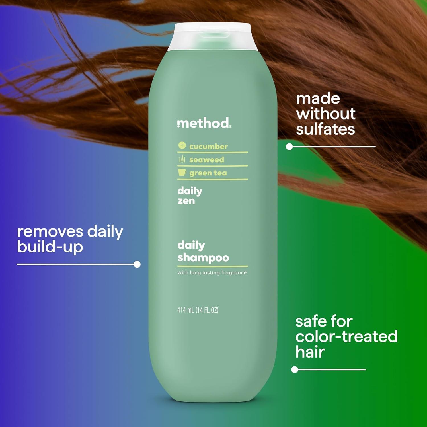 Method Everyday Shampoo, Daily Zen with Cucumber, Green Tea, and Seaweed Scent Notes, Paraben and Sulfate Free, 14 oz (Pack of 3) - Image 6