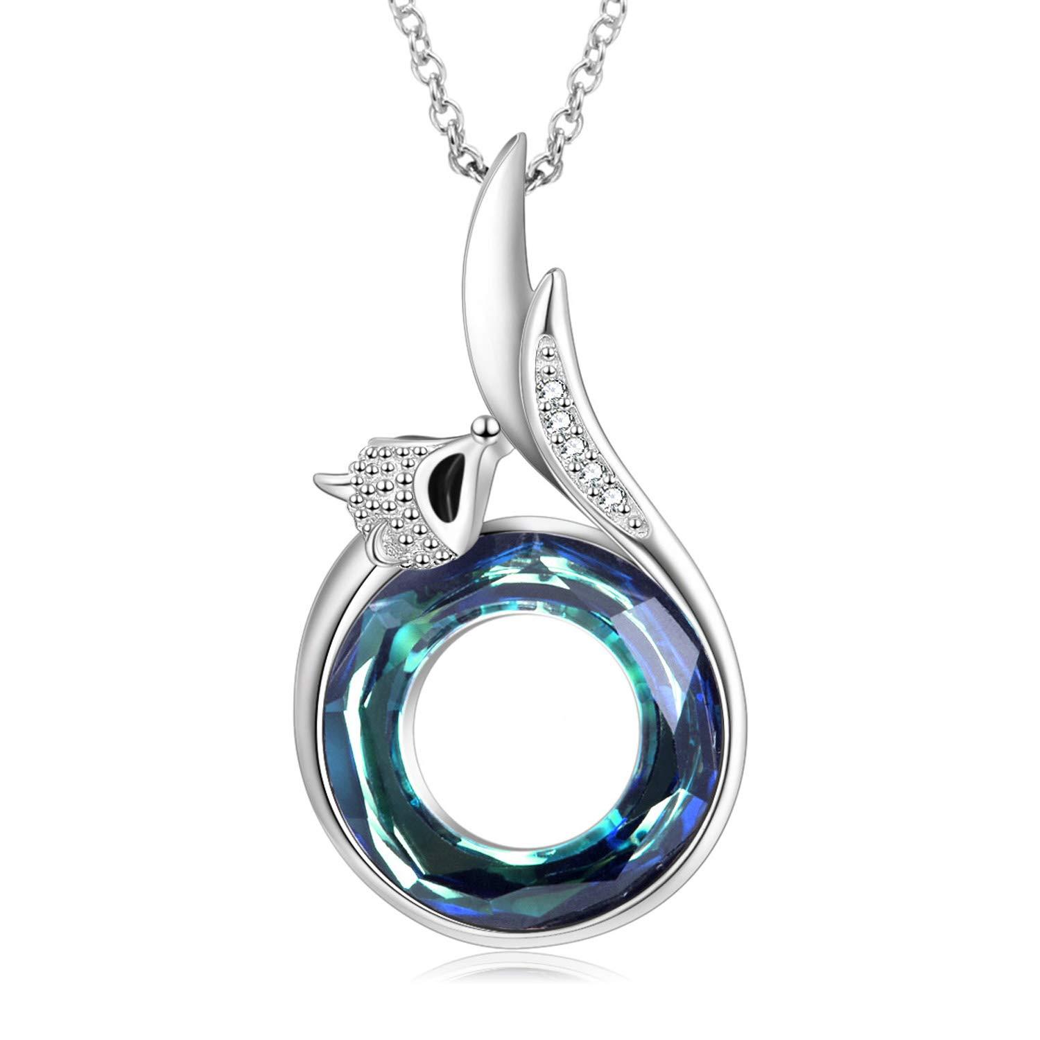 AOBOCO Sterling Silver Fox Tail Pendant Necklace Embellished With Crystals From Austria, Fine Jewelry Gifts for Fox Lovers and Women