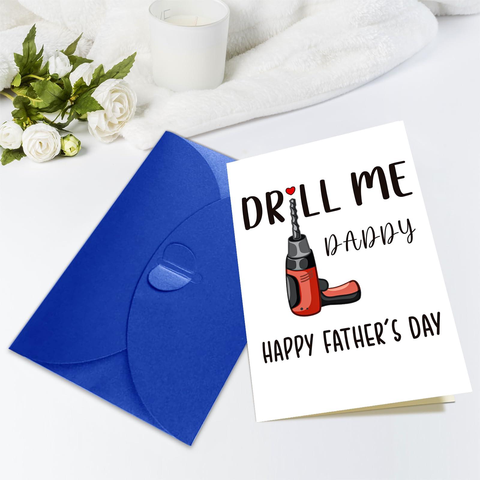 JUESMOS Funny Fathers Day Card for Husband Boyfriend Him Drill Me Daddy Sexy Naughty Fathers Day Card for Husband Boyfriend Fiance from Spouse Wife - DILF Daddy - Naughty Kinky Handy Man Gift - Image 4