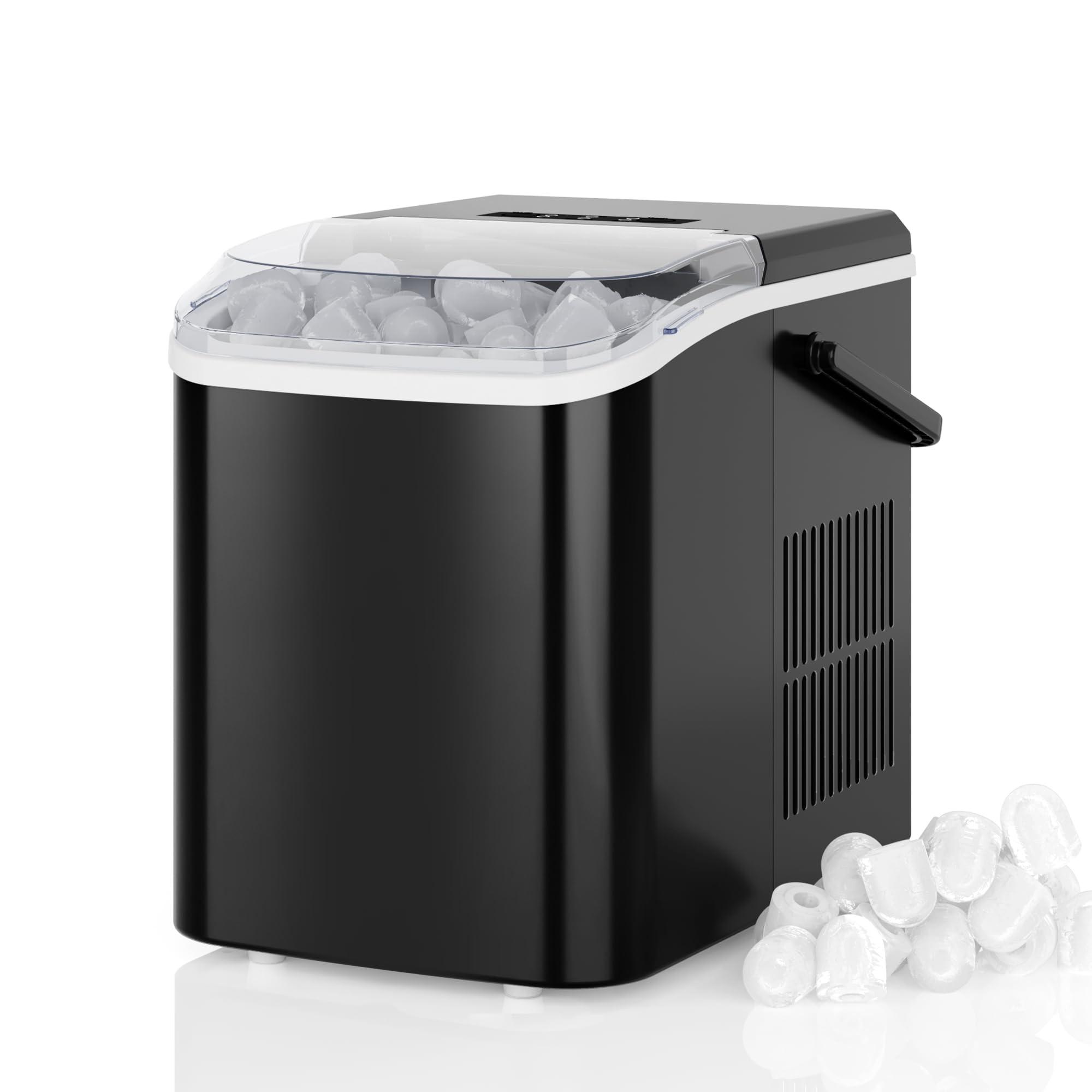 DUMOS Fast & Quiet Ice Maker for Countertop – 9 Bullet Cubes in 6 Mins, 26lbs/Day, Self-Cleaning Portable Ice Machine with Handle for Home, Kitchen, Dorm, Black