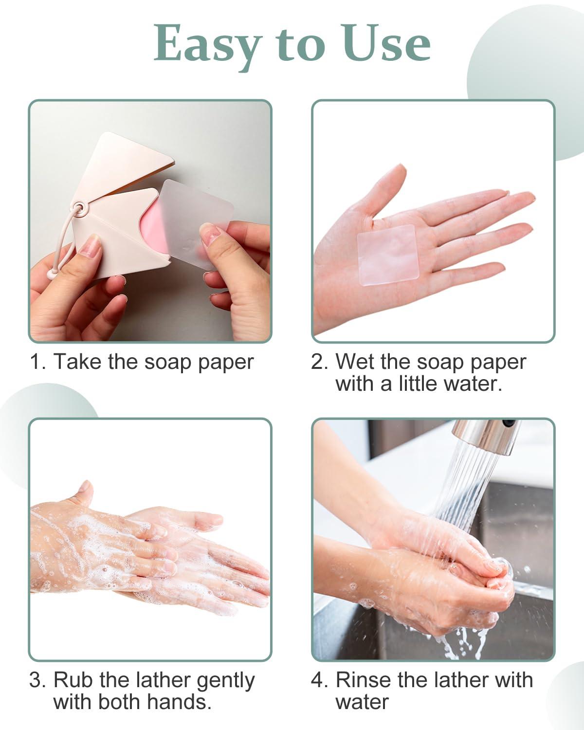 Yukdanzly 3 Boxes (150 Sheets) Hand Soap Sheets for Camping Essentials, Disposable Portable Foaming Bath Slice Sheet for Travel Outdoor Hiking - Image 6