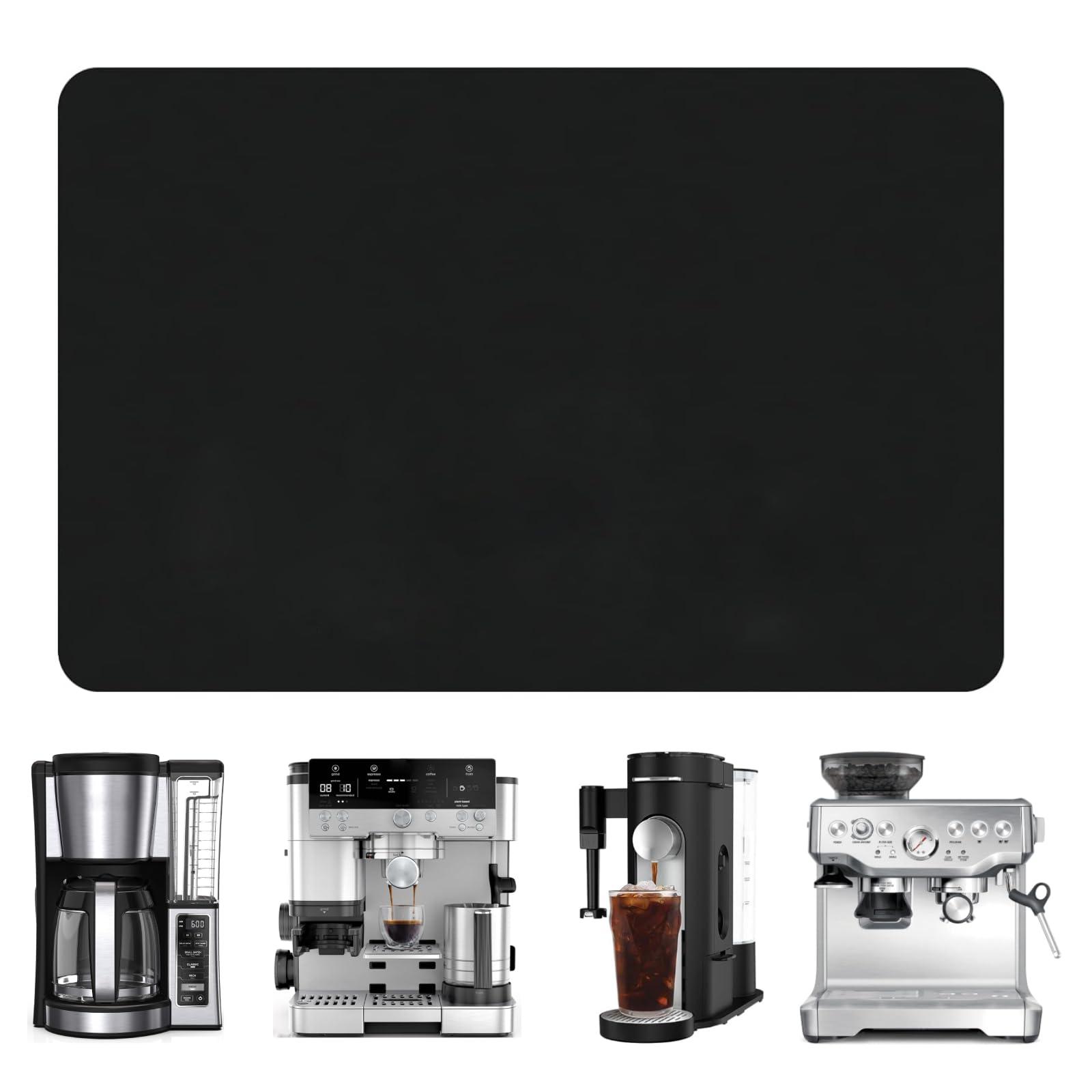 Espresso Coffee Mat for Ninja Luxe Cafe Accessories Breville Espresso Machine Accessories, 12''x19'' Coffee Bar Mat for Countertop for Ninja Coffee Maker, Black