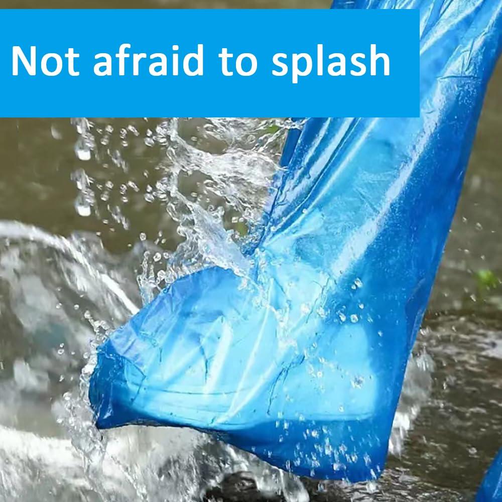 Disposable Shoe Covers Blue Rain Shoes and Boots Cover Plastic Long Shoe Cover Clear Waterproof Anti-Slip Overshoe for Women Men Water Boots Cover Rainy Day Use Cover (10 Pack(5 Pairs)) - Image 5