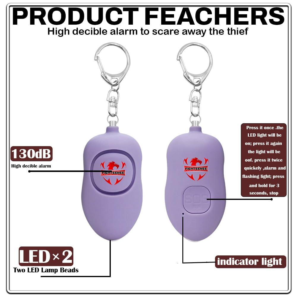 Fightsense Personal Alarm Keychain with Snap Hook, 130dB Siren Safety Alarm for Women LED Light (300m Audible) (Purple) - Image 7