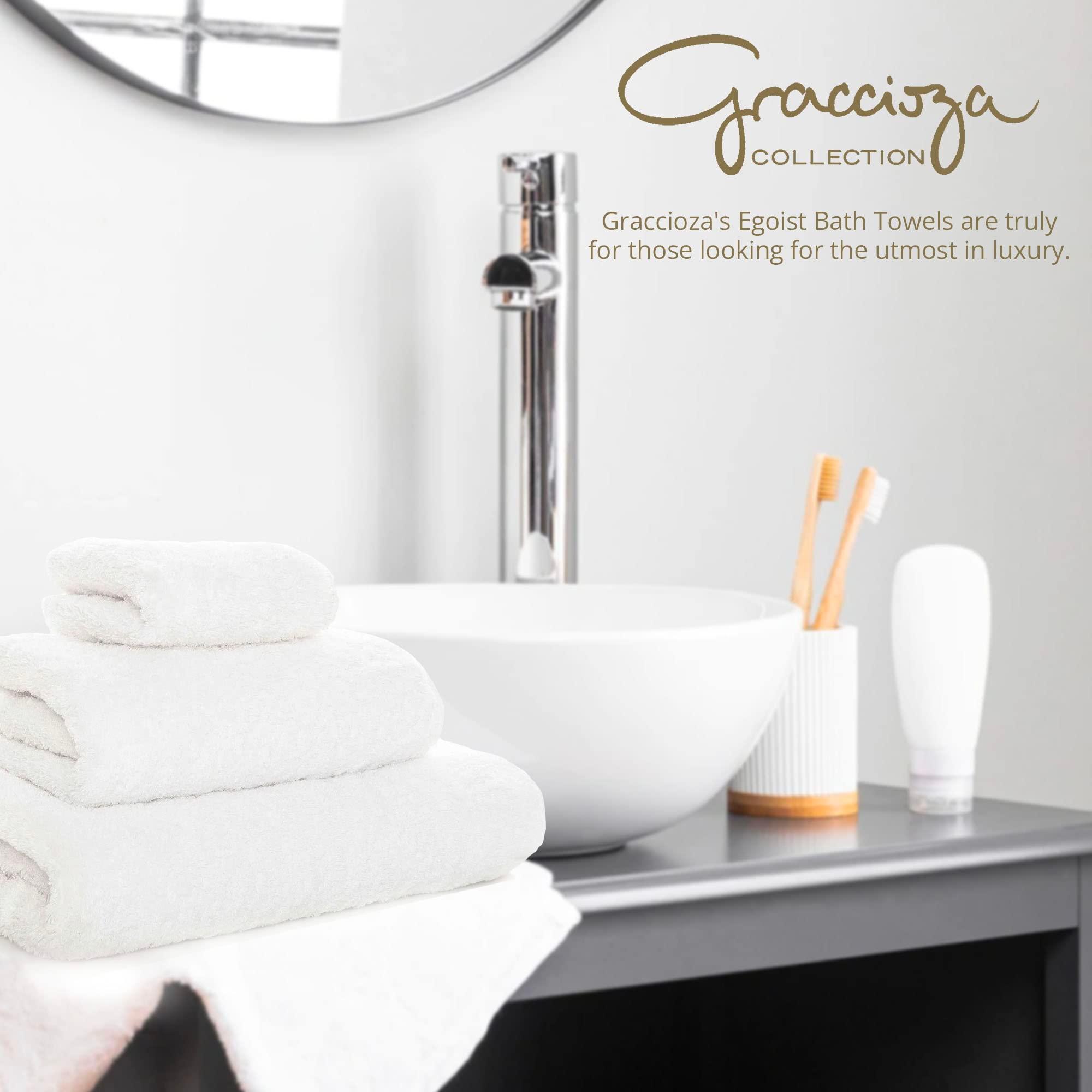 Graccioza Egoist Luxury Bath Sheet 41" x 72" - 800 GSM 100% Egyptian Giza Cotton - Extra Large Solid Design Towels for Bathroom - Super Absorbent, Quick Dry, and Ultra-Soft Bath Towel - White - Image 3