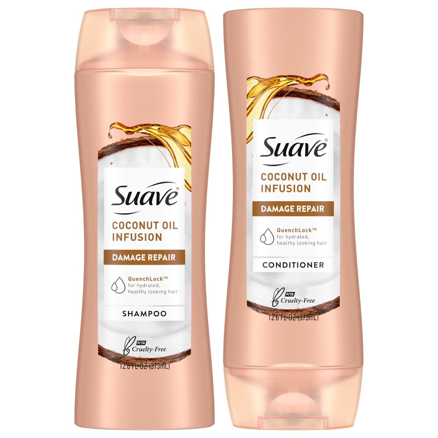 Suave Coconut Oil Infusion Shampoo and Conditioner Set, Damage Control Hydrating Shampoo & Conditioner for Damaged Dry Hair, 12.6 Oz Ea (2 Piece Set)