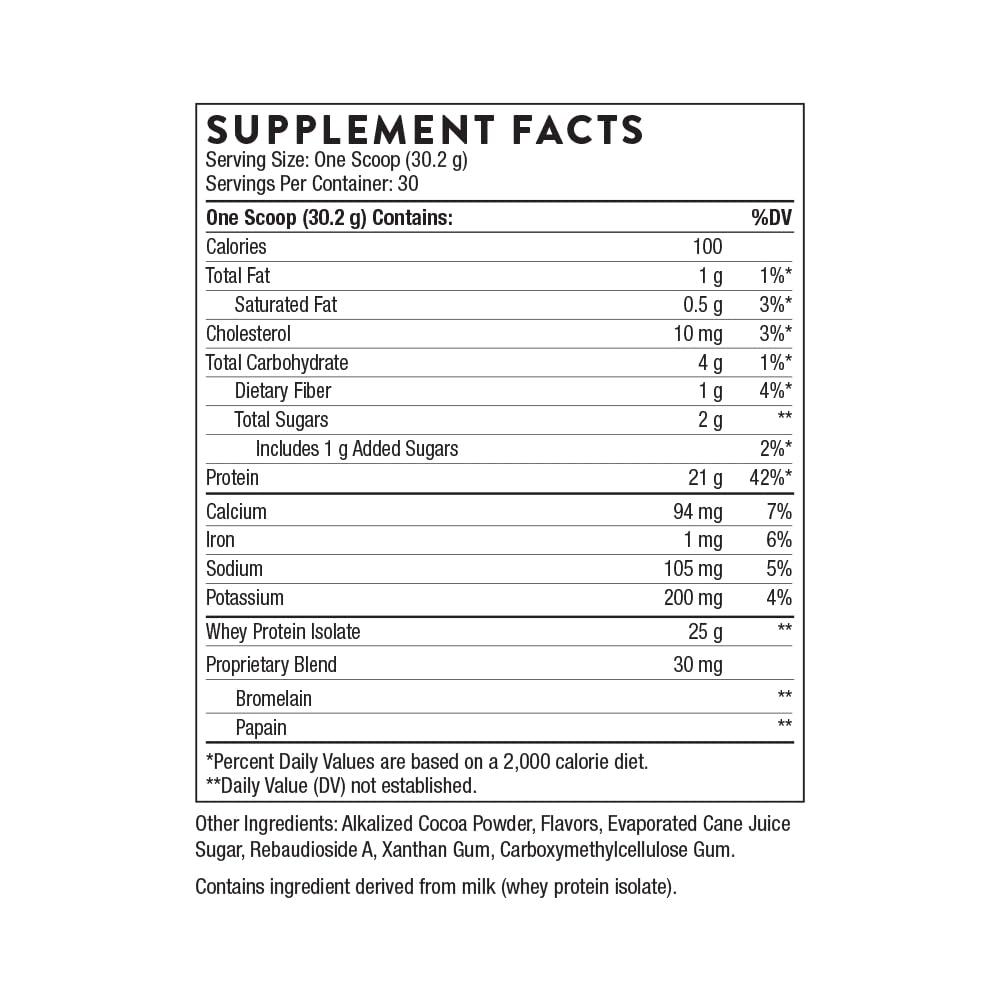 THORNE - Whey Protein Isolate - 21 Grams of Easy-to-Digest Whey Protein Powder - NSF Certified for Sport - Chocolate - 31.9 Ounces - 30 Servings - Image 2
