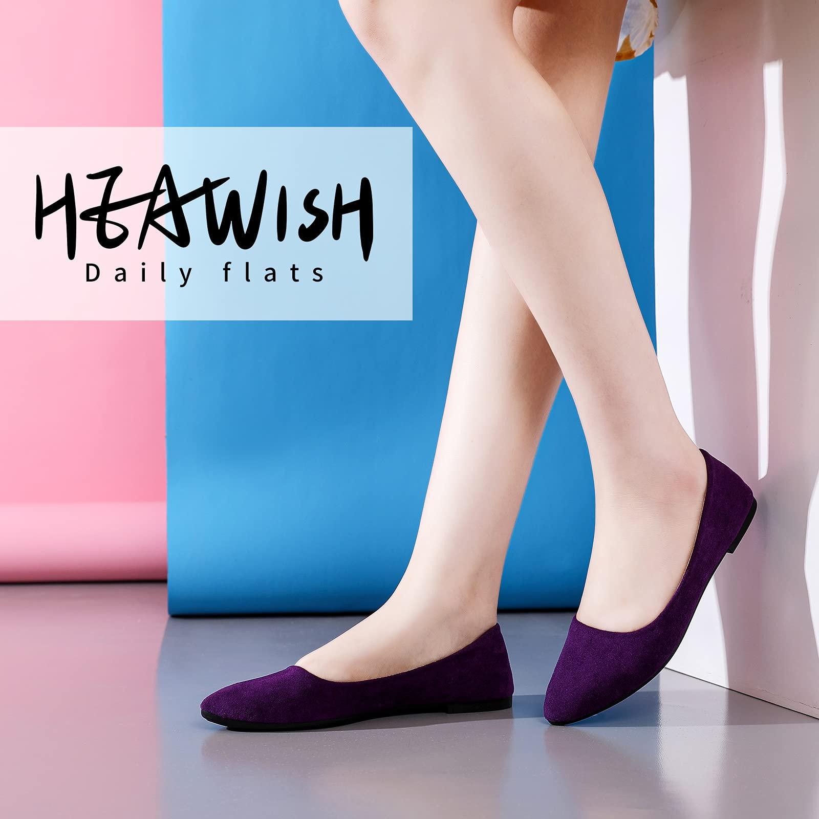 HEAWISH Women’s Black Flats Shoes Comfortable Suede Pointed Toe Slip On Casual Ballet Flats Dress Shoes Nude Flats - Image 2