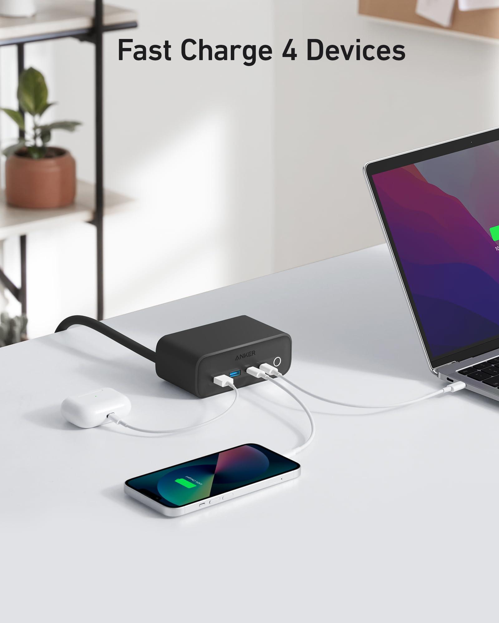 Anker 525 Charging Station, 7-in-1 USB C Power Strip for iphone13/14, 5ft Extension Cord with 3AC,2USB A,2USB C,Max 65W Power Delivery Desktop Accessory for MacBook Pro, Home, Office (Phantom Black) - Image 3