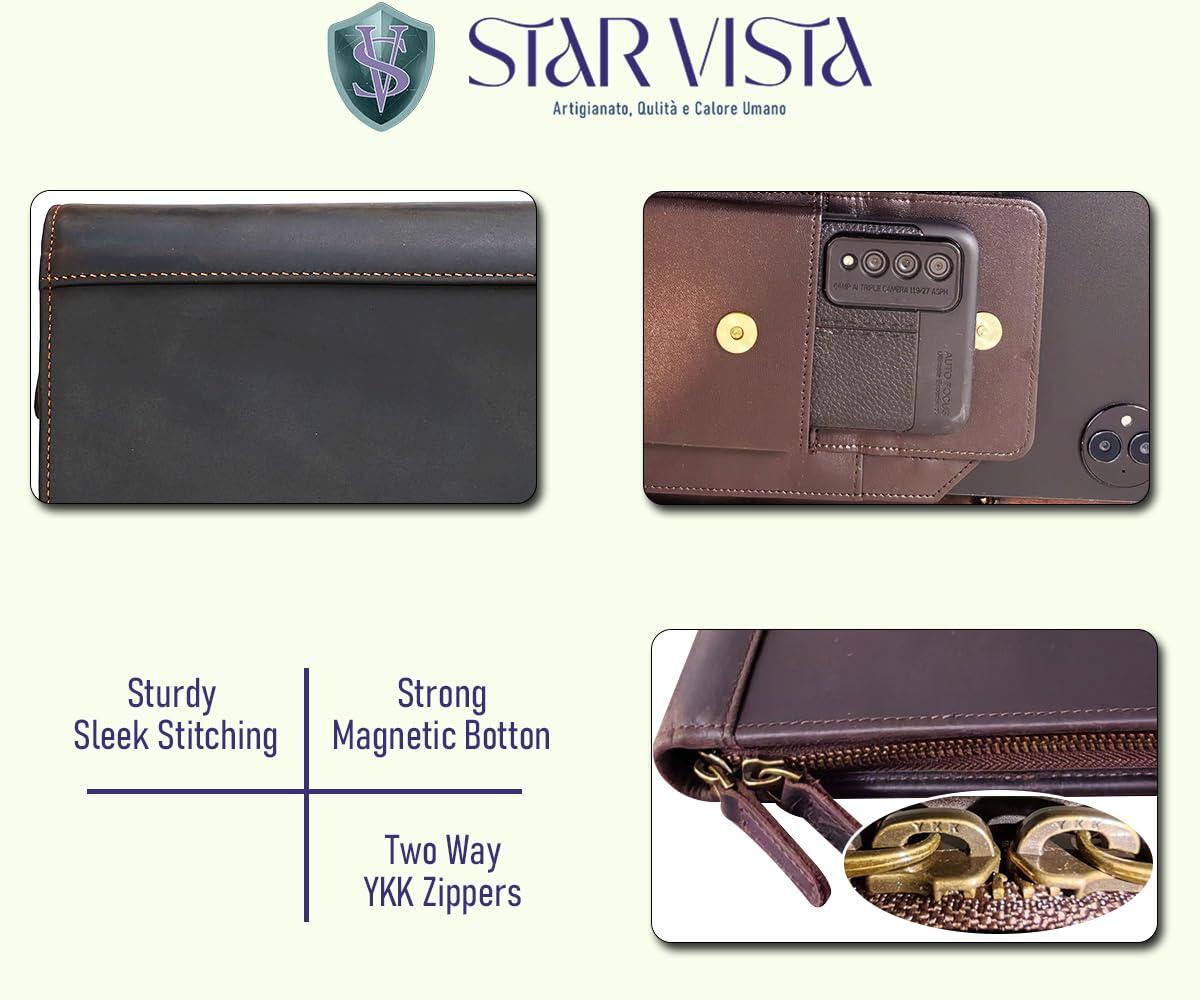 STAR VISTA Flamingo Full Grain Cowhide Leather Padfolio - Executive Business Folio, Sleeve for 13" Tablet & iPhone16, A4/US Letter Size Binder, Lefty Friendly - Image 5