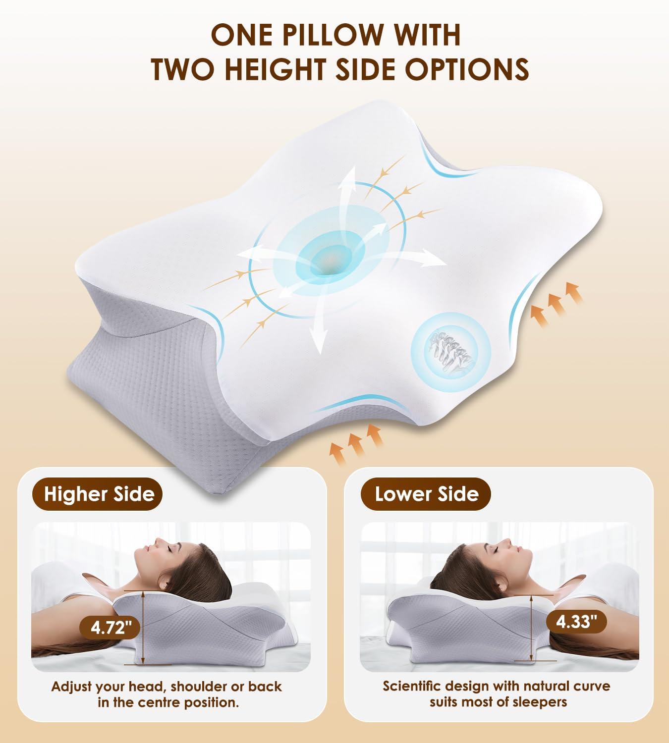 FAIORD Cervical Pillow for Neck and Shoulder, Ergonomic Contour Memory Foam Pillows for Sleeping with Washable Pillowcase, Cooling Neck Support Pillow for Side Back Stomach Sleeper - Image 5