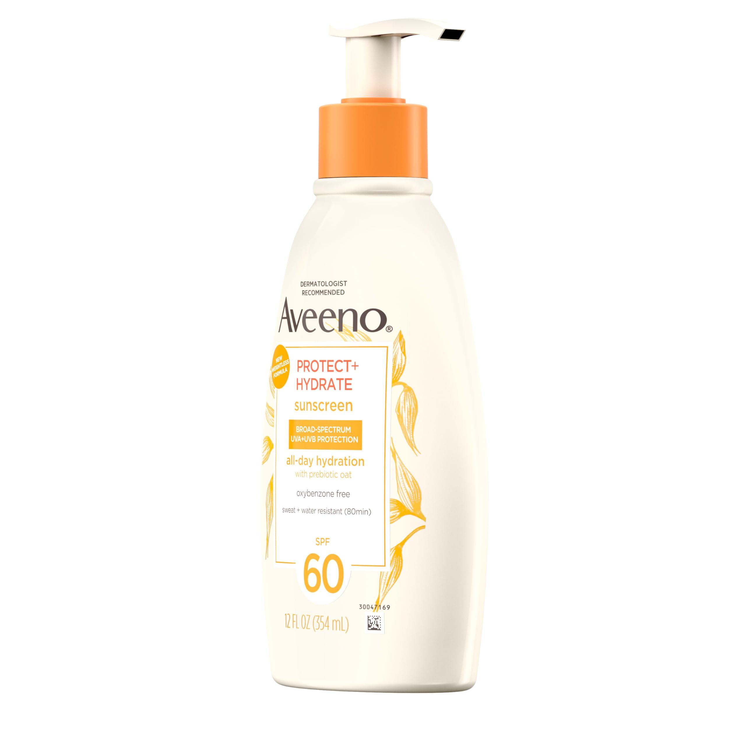 Aveeno Protect + Hydrate Sunscreen Moisturizing Body Lotion with Broad Spectrum SPF 60 and Prebiotic Oat, Weightless, Paraben, Oxybenzone, and Oil Free Sunscreen, 12 FL OZ - Image 6
