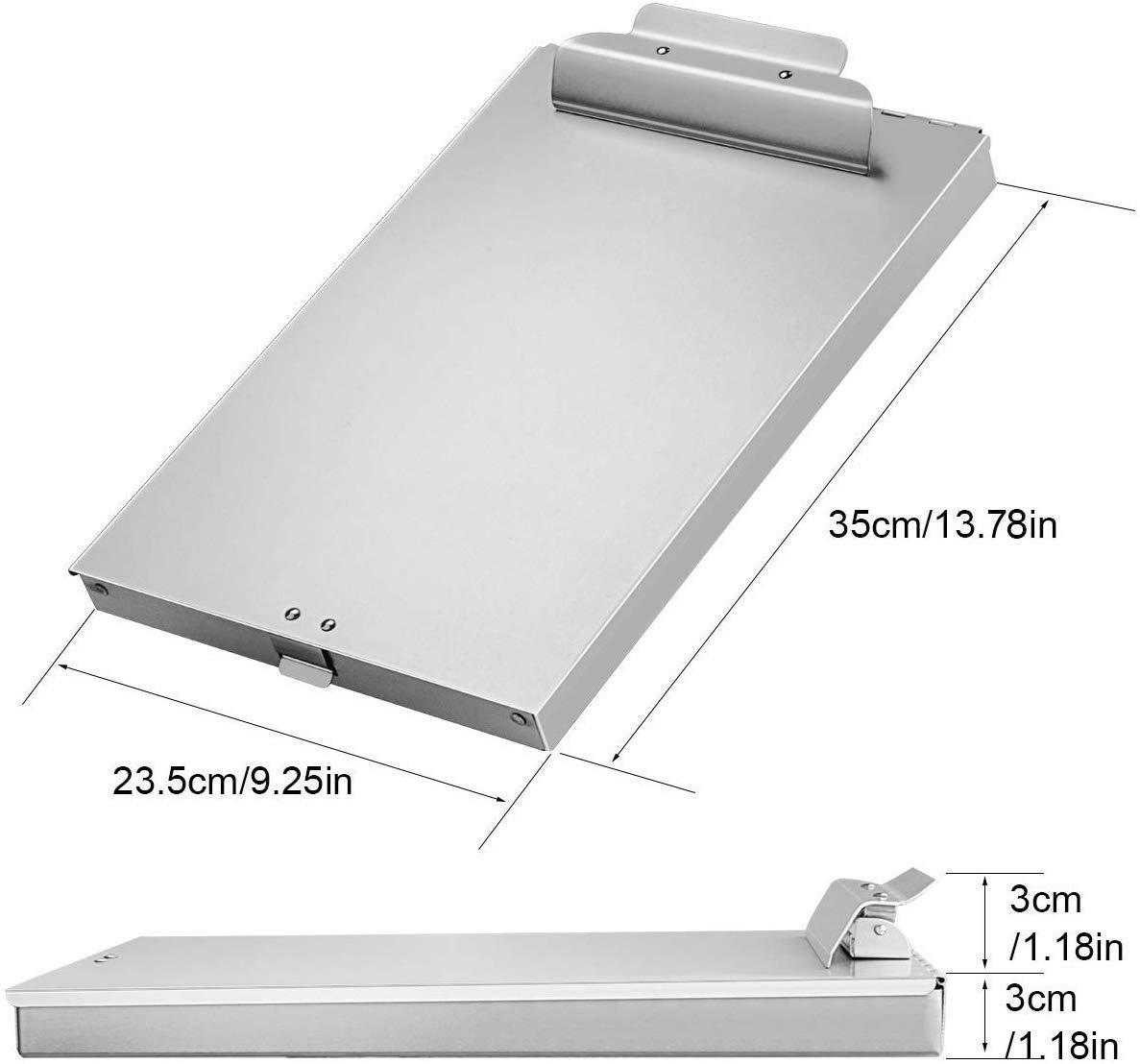 ZCZN Recycled Aluminum Storage Clipboard, Clipboard Box, Form Holder, Suitable for School, Office, Jobsite or Medical Staff, 9.25 x 13.78 Inches, Silver - Image 3