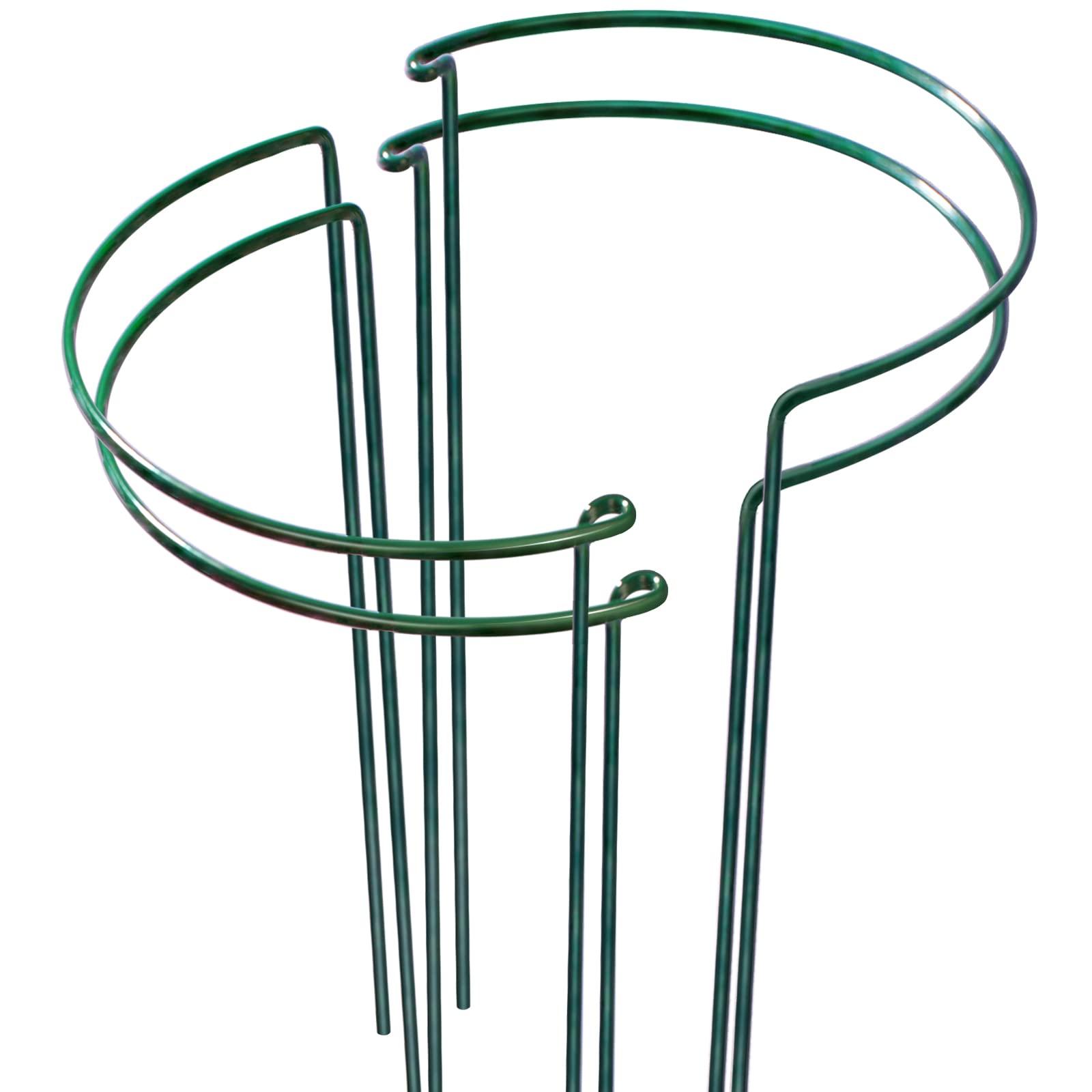 LEOBRO Plant Support Stakes, 4 PCS Plant Stakes, Plant Support, Peony Cages and Supports, Garden Stakes, Plant Stakes for Indoor Outdoor Plants, Hydrangea Support Cage, 10" W x 15.8" H
