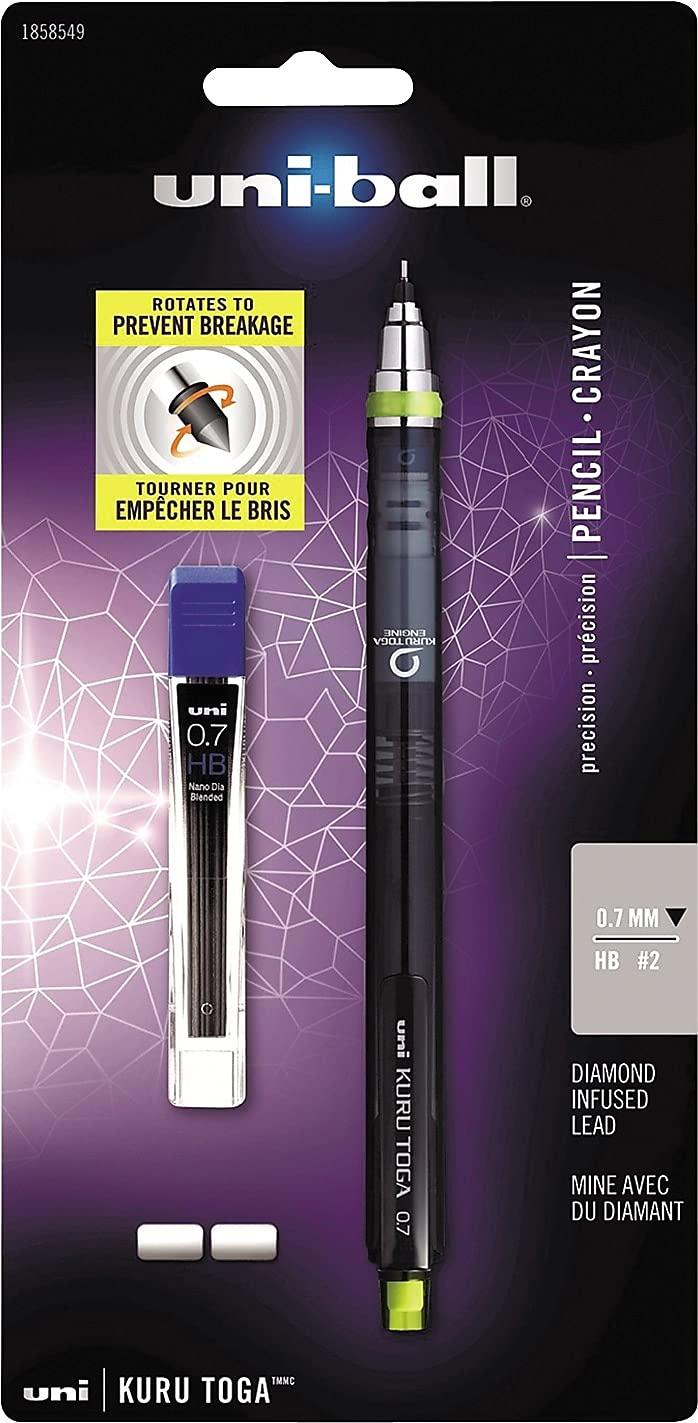 uni-ball Kuru Toga Mechanical Pencil with 0.7 mm Lead Refills & Pencil Erasers, HB #2 - Image 4