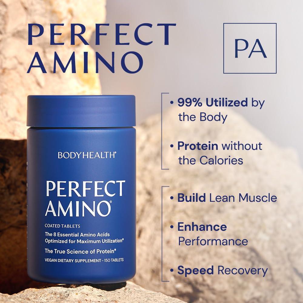 BodyHealth PerfectAmino (150 ct) Easy to Swallow Tablets, Essential Amino Acids Supplement with BCAAs, Vegan Protein for Pre/Post Workout & Muscle Recovery with Lysine, Tryptophan, Leucine, Methionine - Image 3