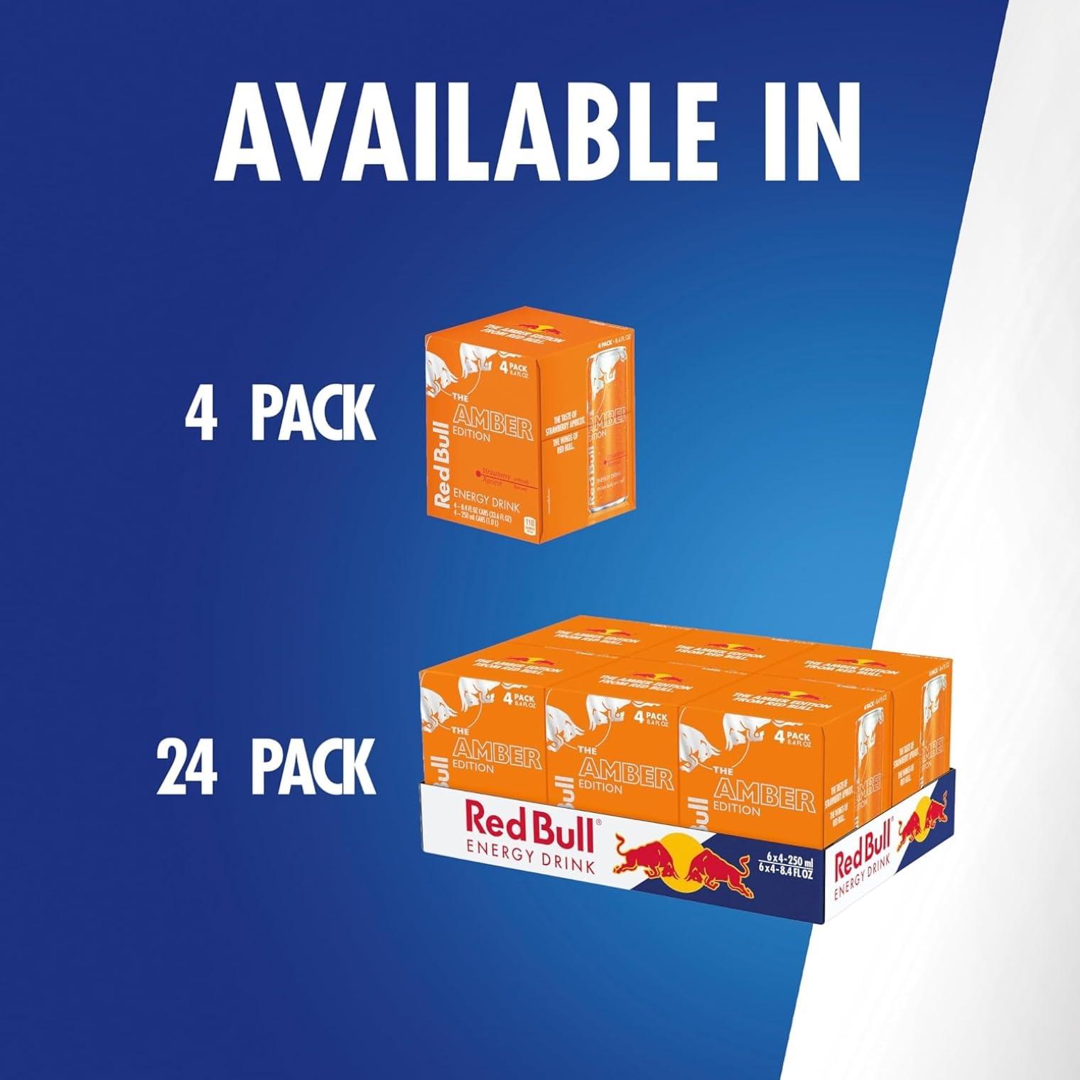 Red Bull Amber Edition Energy Drink, Strawberry Apricot, with 114mg Caffeine plus Taurine & B Vitamins, 12 Fl Oz, Pack of 24 Cans - Image 9