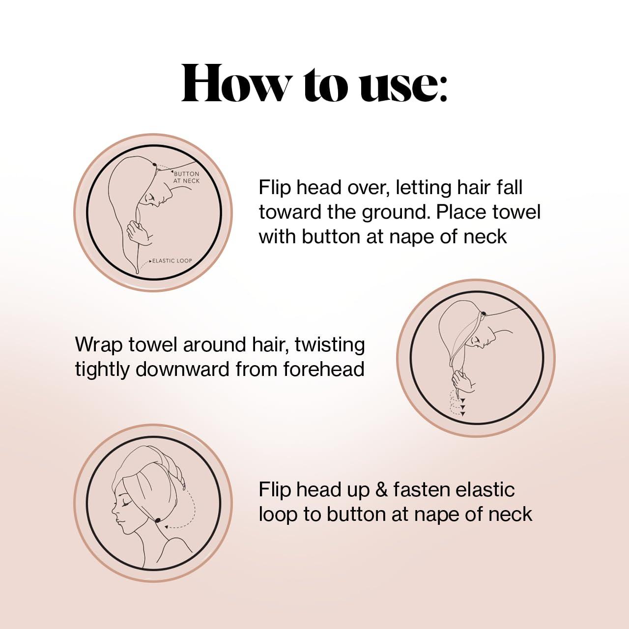 Kitsch Microfiber Hair Towel Wrap for Women - Super Absorbent Hair Drying Towel - Quick Dry, Anti-Frizz - for Long & Short, Wet & Curly Hair - Blush - Image 5