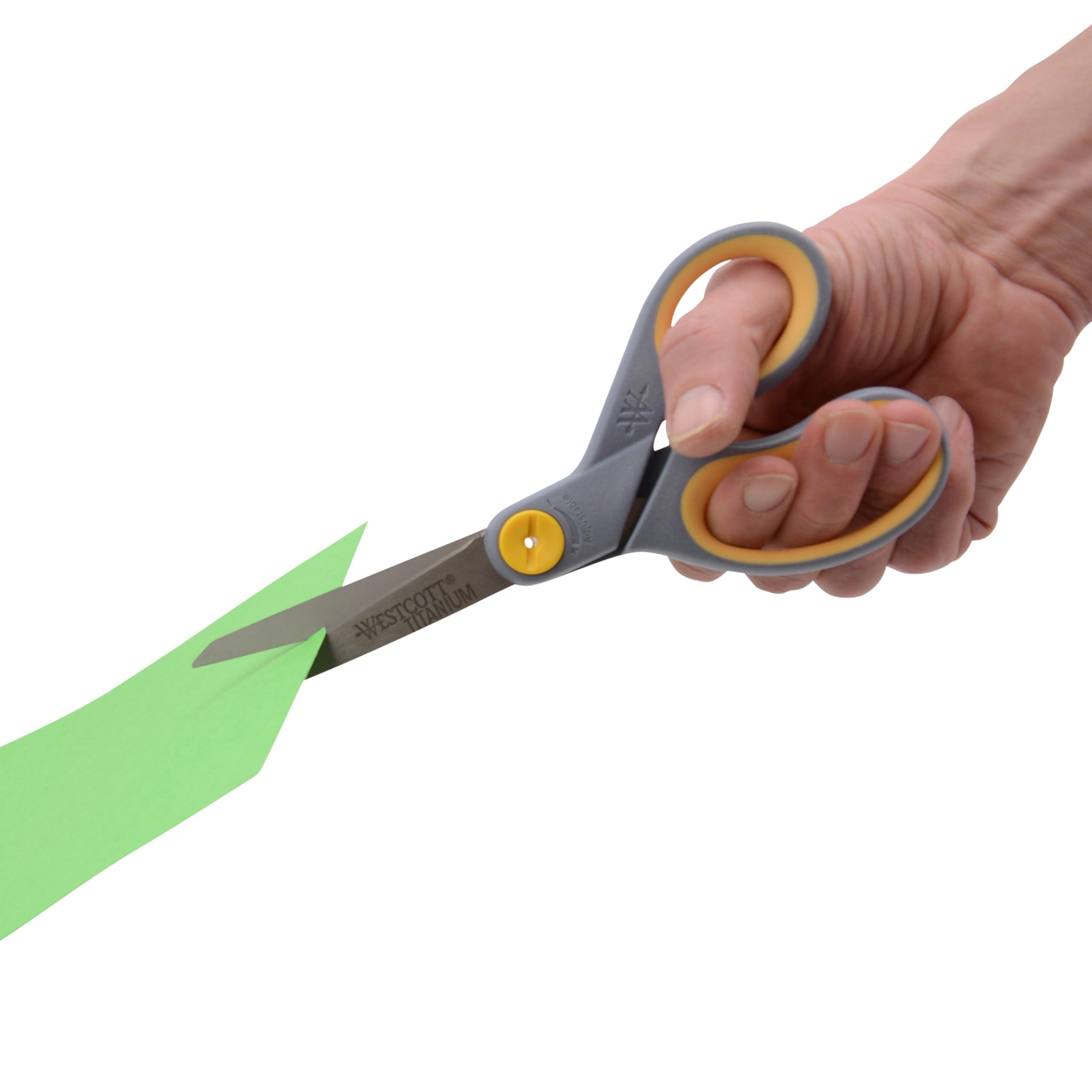 Westcott 8-Inch Titanium-Bonded Scissors with Adjustable Glide Feature for Office and Home - Gray/Yellow, 2-Pack - Image 7