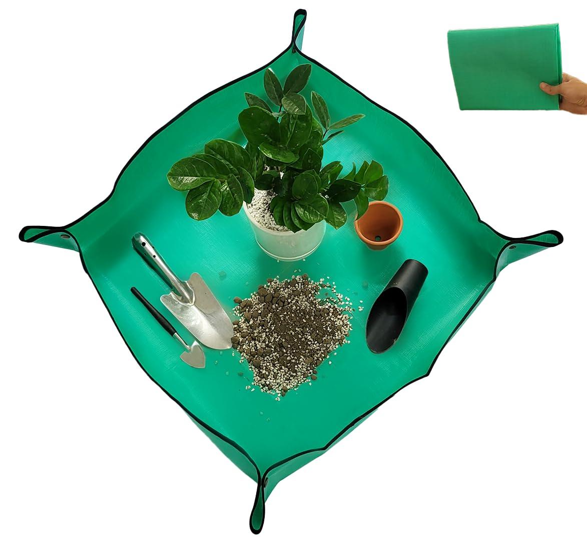 OXIHOUSE&CO- Repotting Mat, 26.8"x26.8", Green, Perfect for Indoor & Outdoor Plants, Easy Storage, Durable Design, Potting Mat, Gift for Women Plant Gifts for Plant Lovers