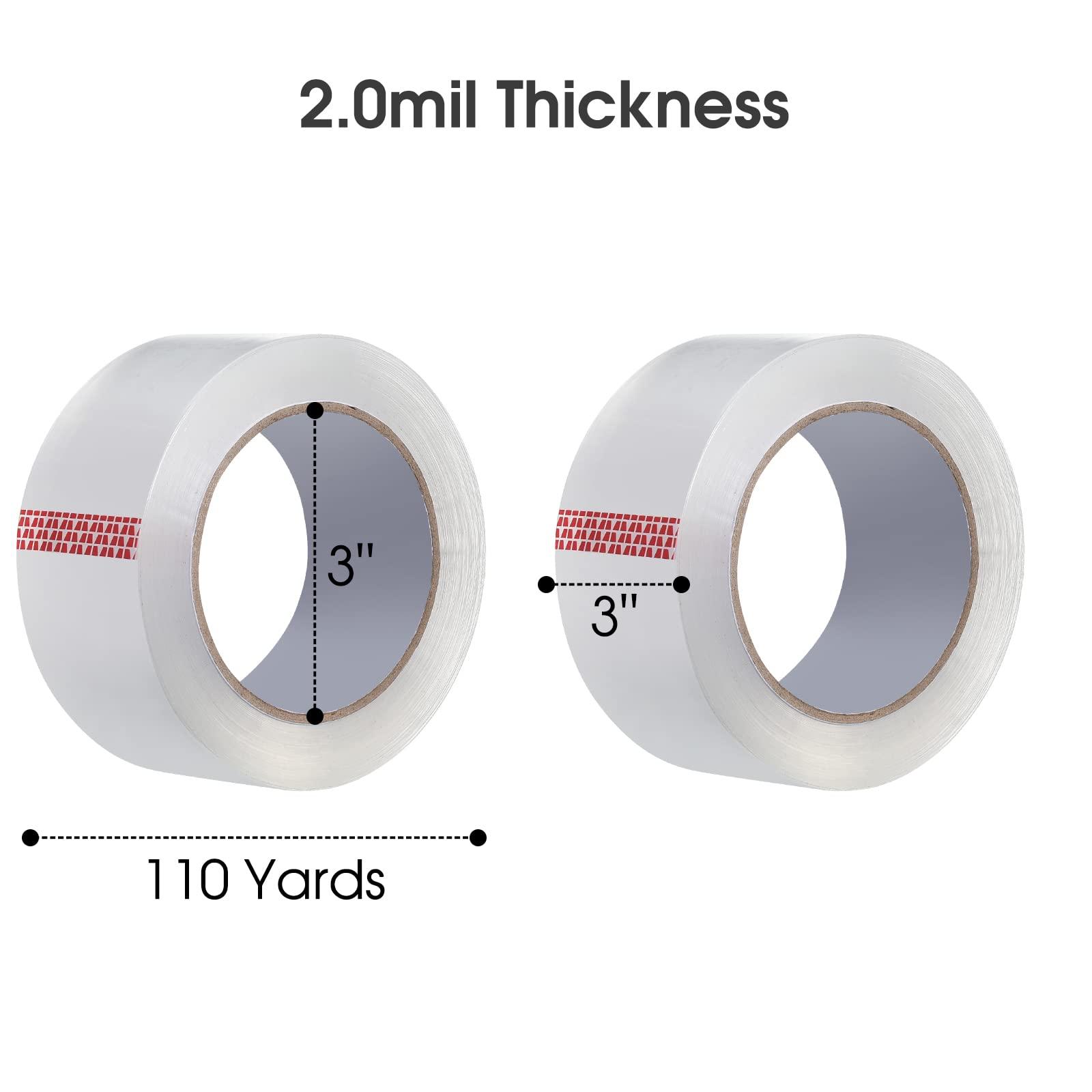 Pacific Mailer Clear Packing Tape, Packaging Tape for Shipping Packaging Moving Sealing, 3 Inch Wide, 2.0mil Thickness, 110 Yard Per Roll [Pack of 6 Rolls] - Image 3