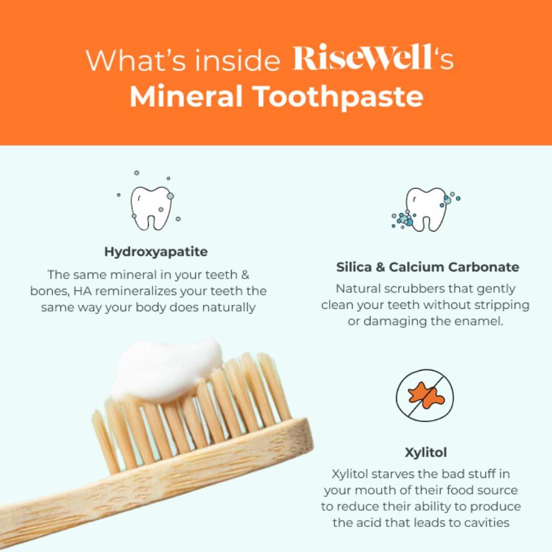RiseWell Mineral Toothpaste - All Natural Toothpaste with Hydroxyapatite - Made in The USA, No Added Fluoride, SLS-Free - for a Stronger and Healthier Teeth, Wild Mint, 4 Oz - Image 5