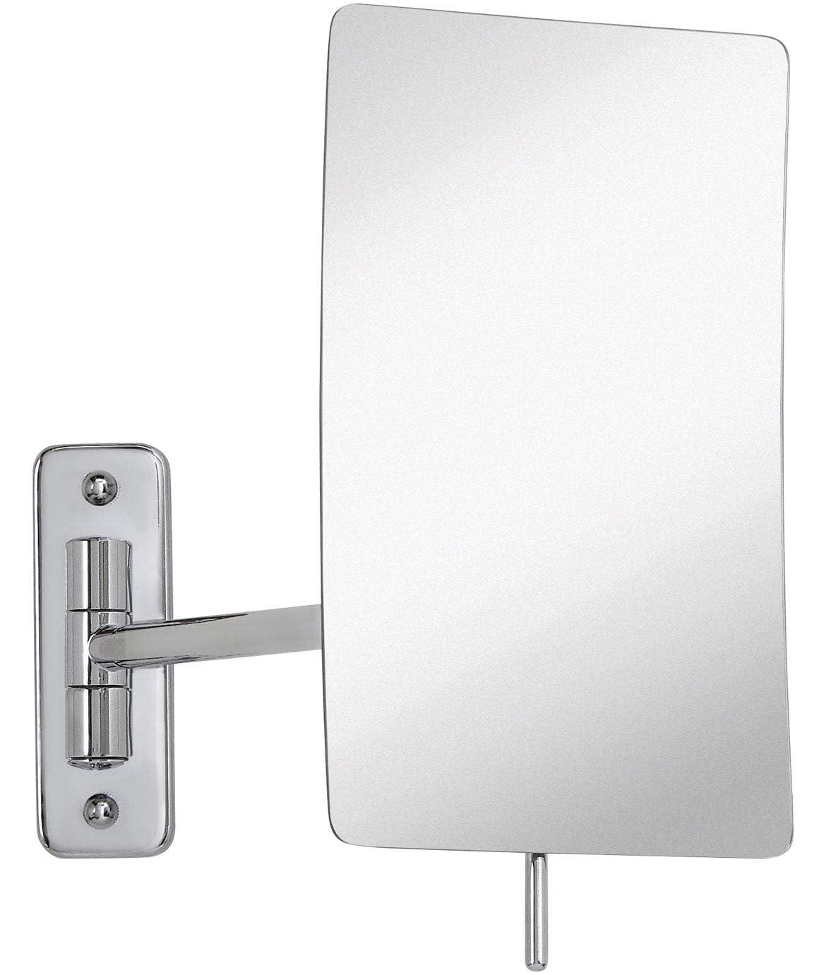 Hamilton Hills Modern Chrome Polished Stainless Steel Rectangular Mirror | Wall Mounted Magnifying Mirror for Precise Makeup Application | Adjustable Arm Tilt for Easy Positioning | 3X Magnification