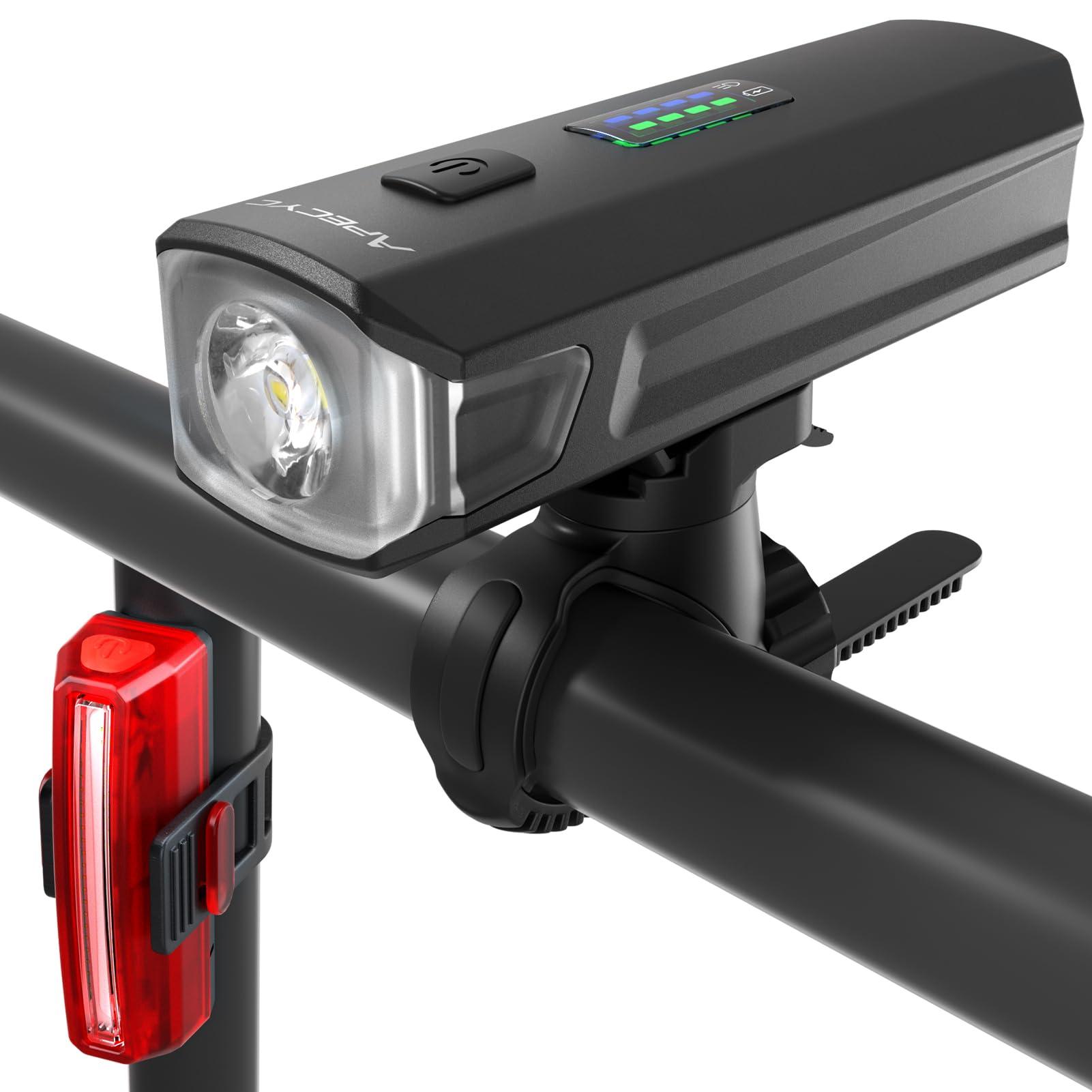 APECYC Bike Lights for Night Riding, 1200 Lumen Bicycle Front Headlight and Back Taillight with 4+5 Light Modes, USB Rechargeable Bright Bike Headlights for Cyclists and Commuters