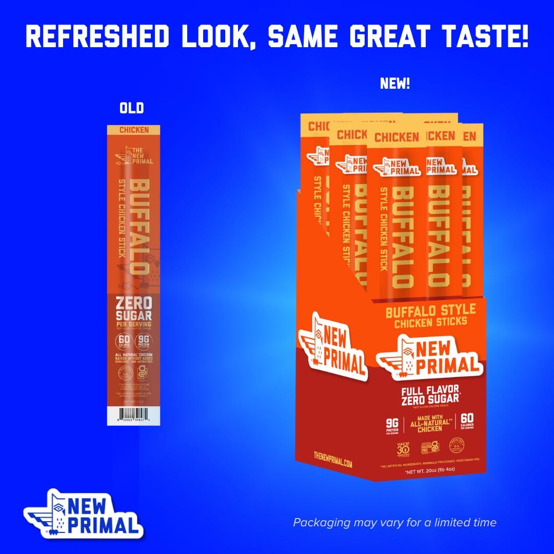 New Primal Buffalo Chicken Sticks, Keto, Gluten Free Healthy Snacks, Sugar Free Low Carb High Protein, Jerky Meat Stick, 9g Protein, 20 Ct - Image 6