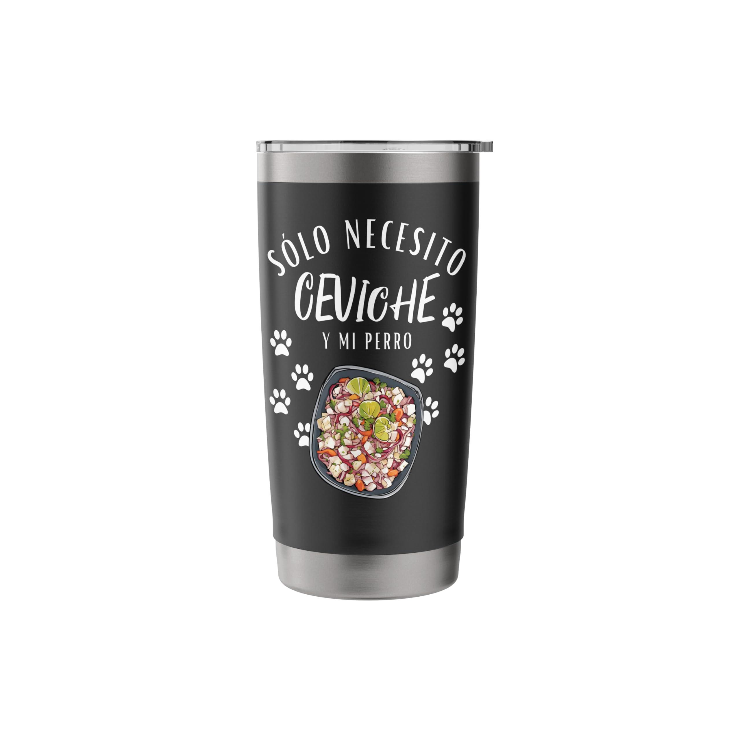Peruvian Ceviche and Dog Lover Costume Ceviche and Dog Stainless Steel Insulated Tumbler - Image 4