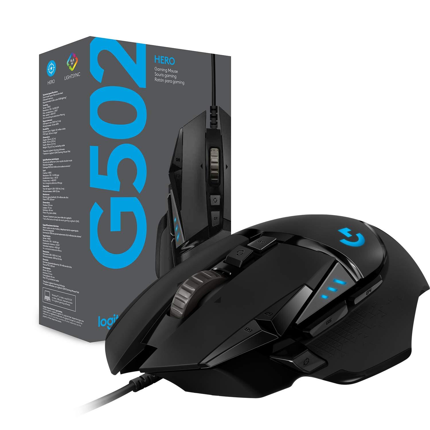 Logitech G502 HERO High Performance Wired Gaming Mouse, HERO 25K Sensor, 25,600 DPI, RGB, Adjustable Weights, 11 Programmable Buttons, On-Board Memory, PC / Mac - Image 9