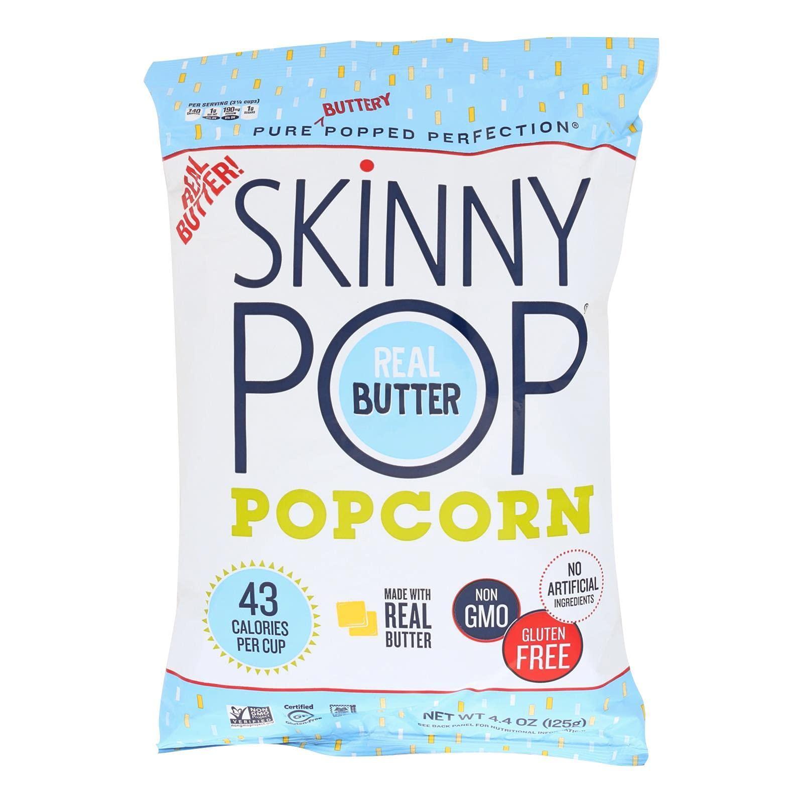 SKINNYPOP POPCORN, POPCORN, REAL BUTTER, Pack of 12, Size 4.4 OZ - No Artificial Ingredients Gluten Free Kosher Wheat Free