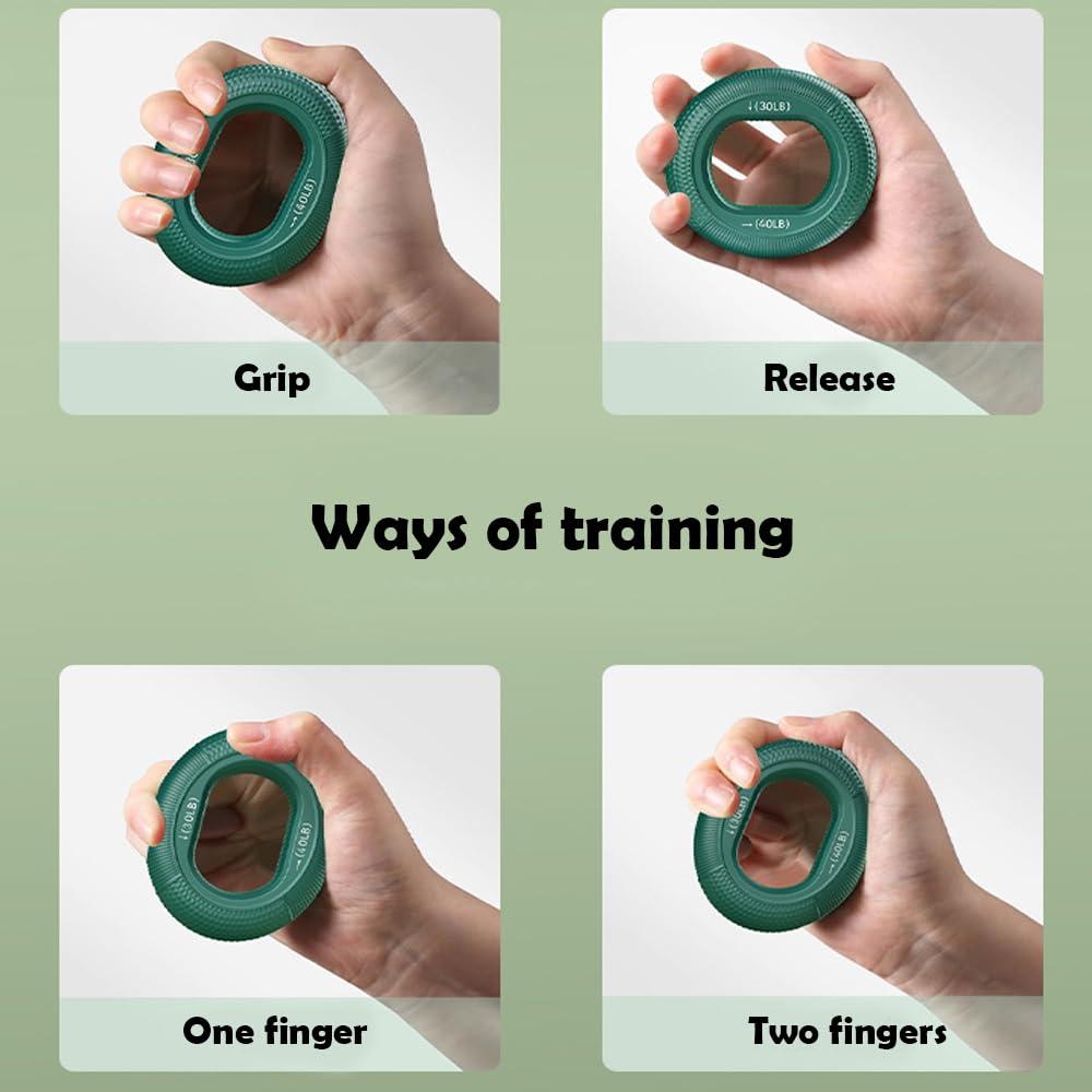 Hand Strengthener Grip 3 in 1 Rubber Circle Finger Wrist Exercise Squeezer 20 30 40 50 60 70 Pounds - Image 2