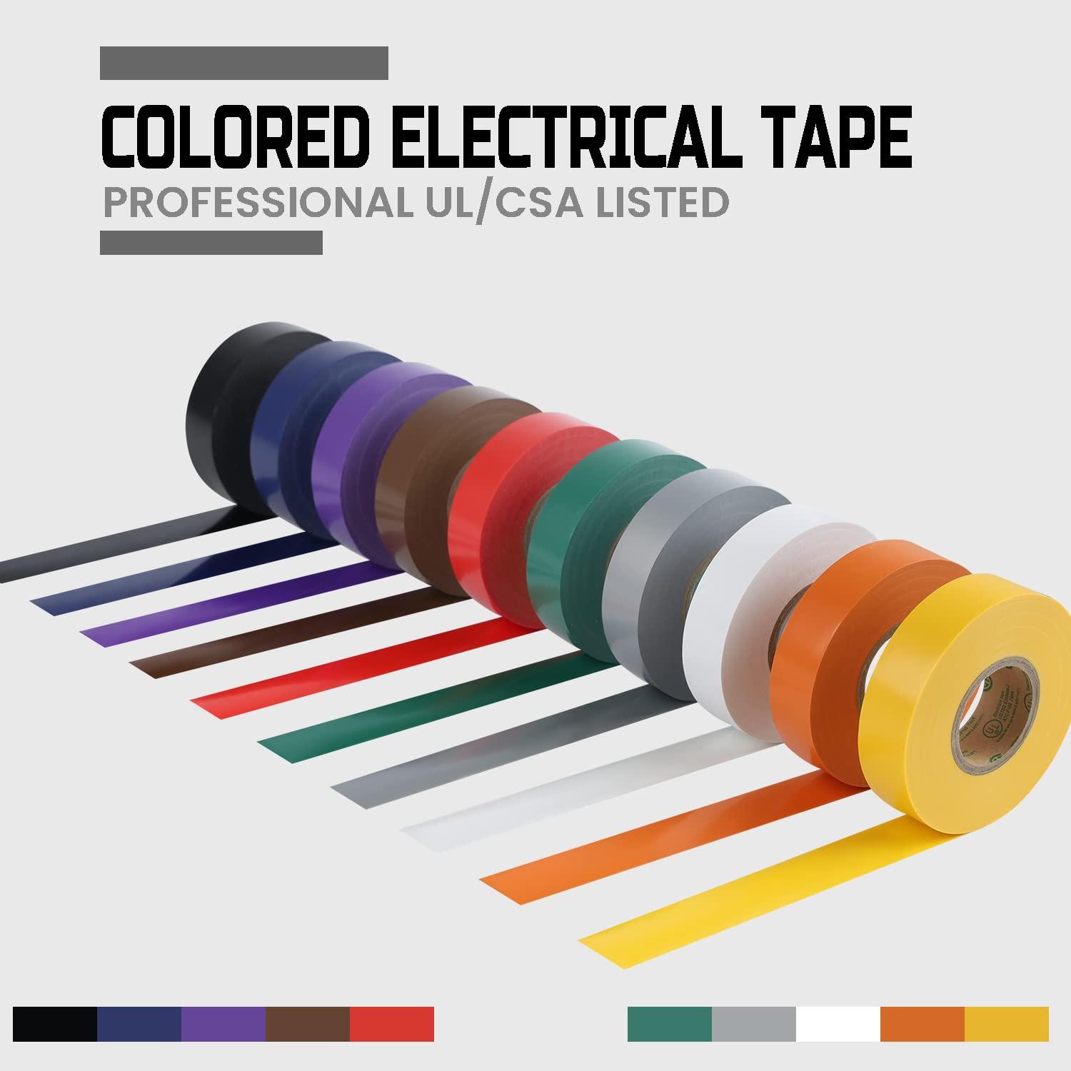 Lichamp 10-Pack Colored Electrical Tape Waterproof,3/4 inx66ft,Industrial Grade UL/CSA Listed High Temp Electrical Tape 10 Colors Electric Super Vinyl - Image 4