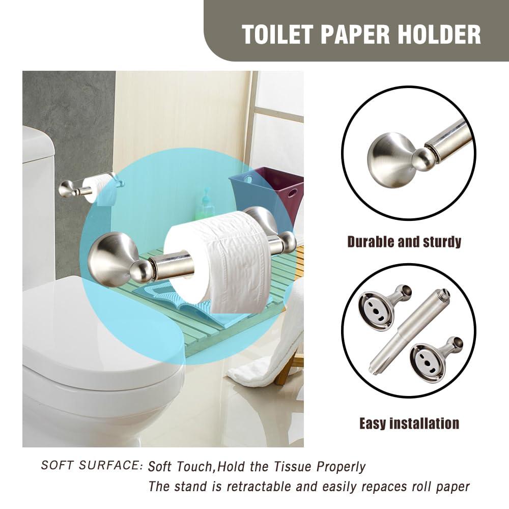AGKXHDEC 4-Piece Bathroom Hardware Set: Brushed Nickel Bathroom Accessory Set, Towel Bar,Towel Ring,Toilet Paper Holder,Robe Hook, Wall Mounted,Optional Install Towel bar Length for 24 or 16 inch - Image 5
