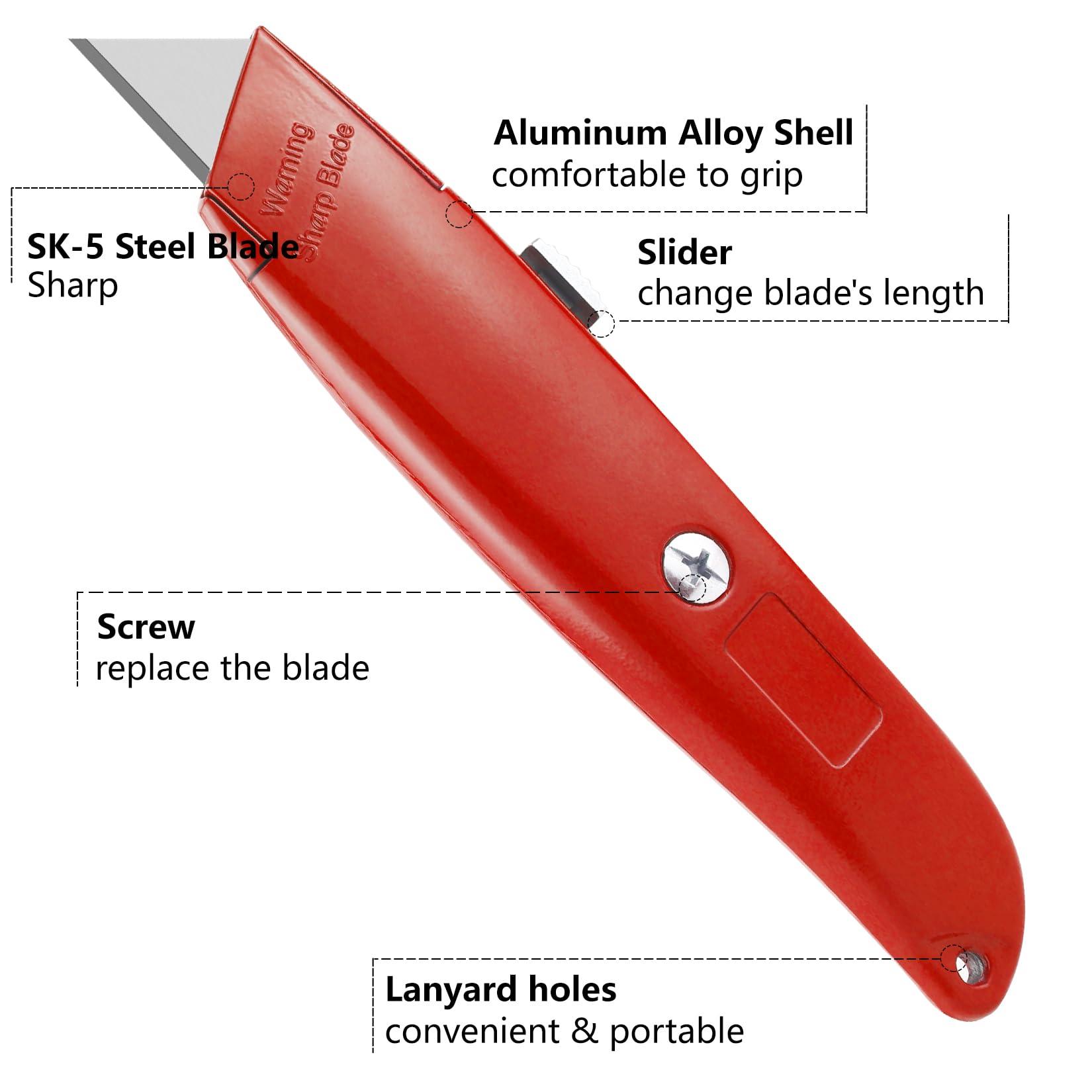 DIYSELF 2Pack Utility Knife Box Cutter Retractable Blade Heavy Duty(Red) - Image 5