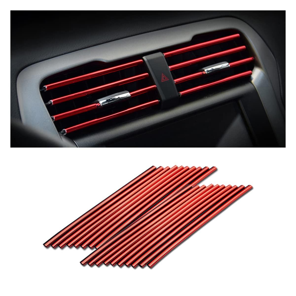 20 Pieces Car Air Conditioner Decoration Strip for Vent Outlet, Universal Waterproof Bendable Air Vent Outlet Trim Decoration, Suitable for Most Air Vent Outlet, Car Interior Accessories (Red) - Image 8