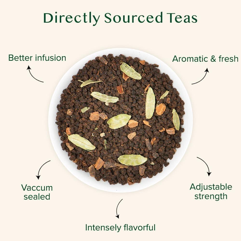 VAHDAM, India's Original Masala Chai Tea Loose Leaf (50 Cups/3.53oz) Blend Of Black Tea, Cinnamon, Cardamom, Cloves & Black Pepper | Ancient Indian House Recipe Of Spiced Masala Tea - Image 2