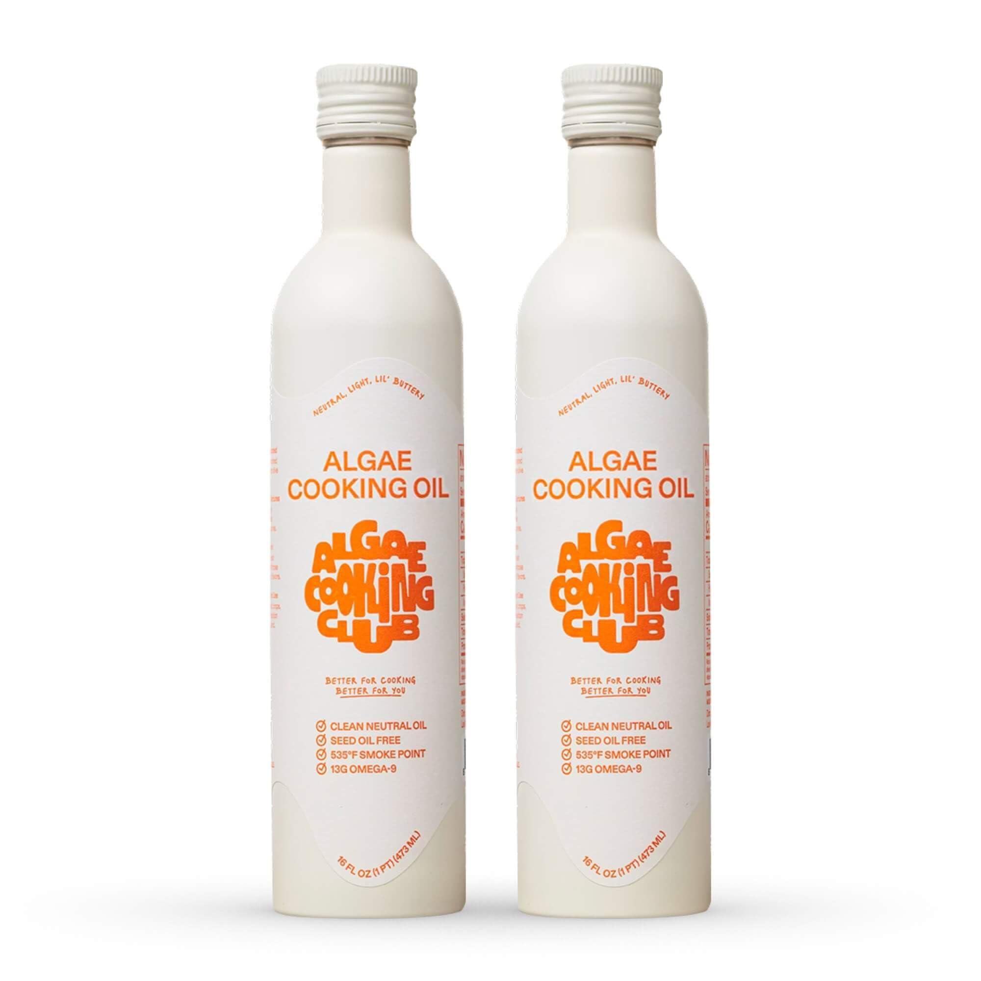 Algae Cooking Club Chef-Grade 100% Algae Cooking Oil - High Smoke Point 535°F - Rich in Omega-9, Neutral Buttery Flavor - Seed-Oil Free - Perfect for Searing, Baking, Frying & Dressings (2, 16 fl oz)