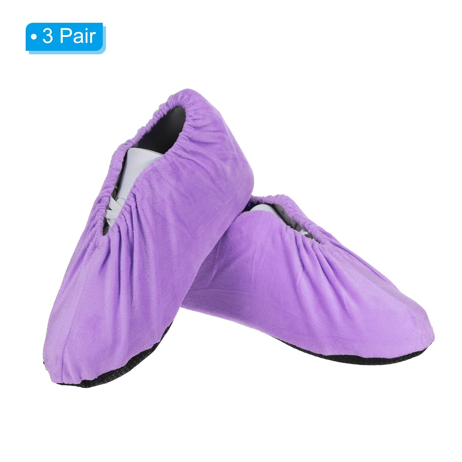 PATIKIL Shoe Covers, 3 Pairs Reusable Non Slip Shoe Protector Covers Washable Soft Shoe Cover for Household Office, Purple - Image 4