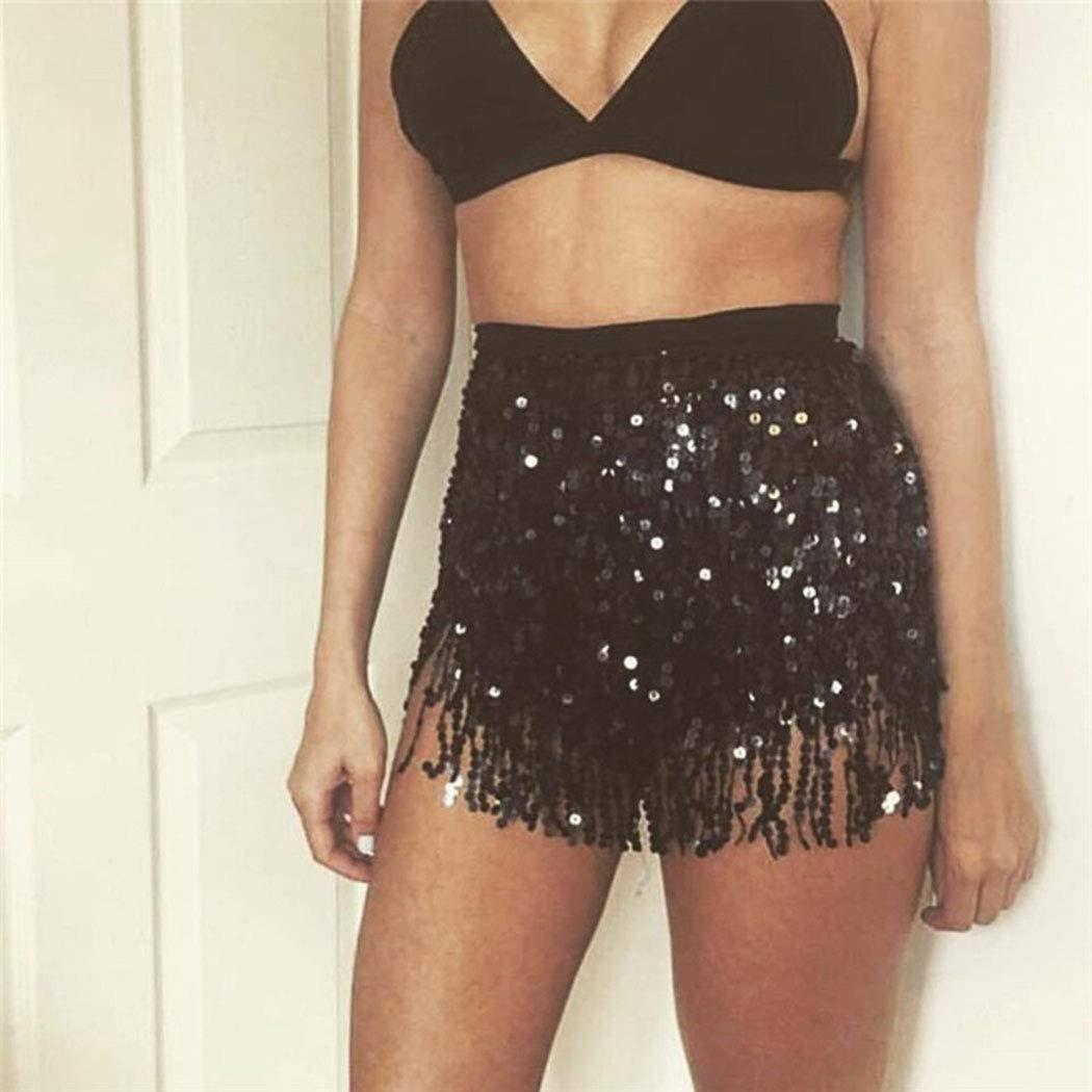 TWINKLEDE Sparkly Sequin Tassel Skirt Rave Fringe Skirts Belly Dance Hip Scarf Belts for Women - Image 2