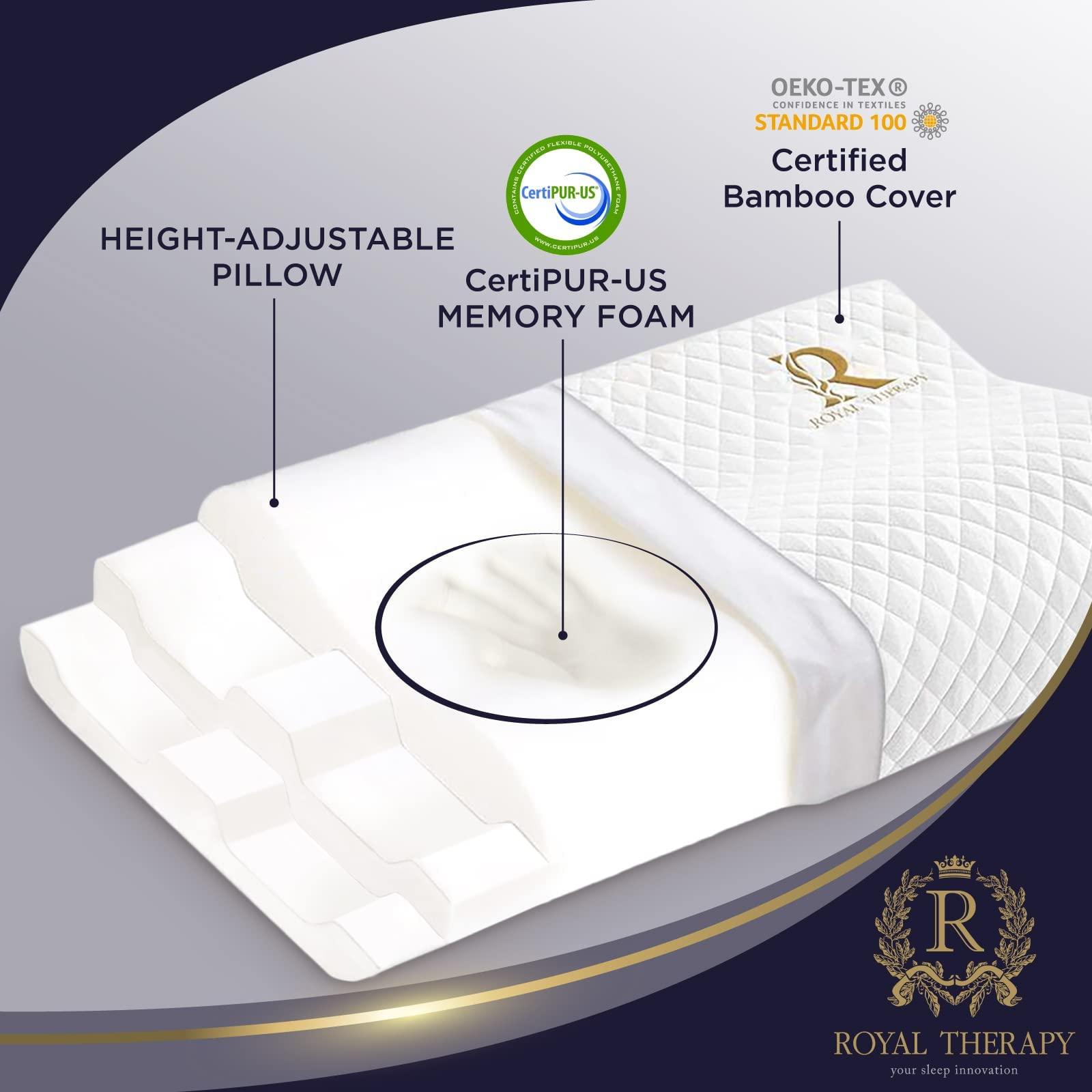 Royal Therapy Memory Foam Pillow, Queen Neck Pain Relief, Contour Cervical Pillow, for Neck and Shoulder Pain, Side, Back and Stomach Sleeper - Image 5