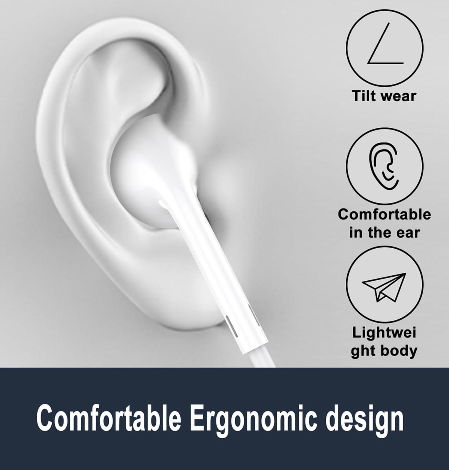 2 Packs LiIIting Headphones for iPhone Earphones Wired Nosie Reduction Built-in Microphone&Volume Control Headsets，Earbuds for iPhone 14/13/12/11/XR/XS/X/8/7/6/SE/Pro/Pro Max, Support All iOS System - Image 4