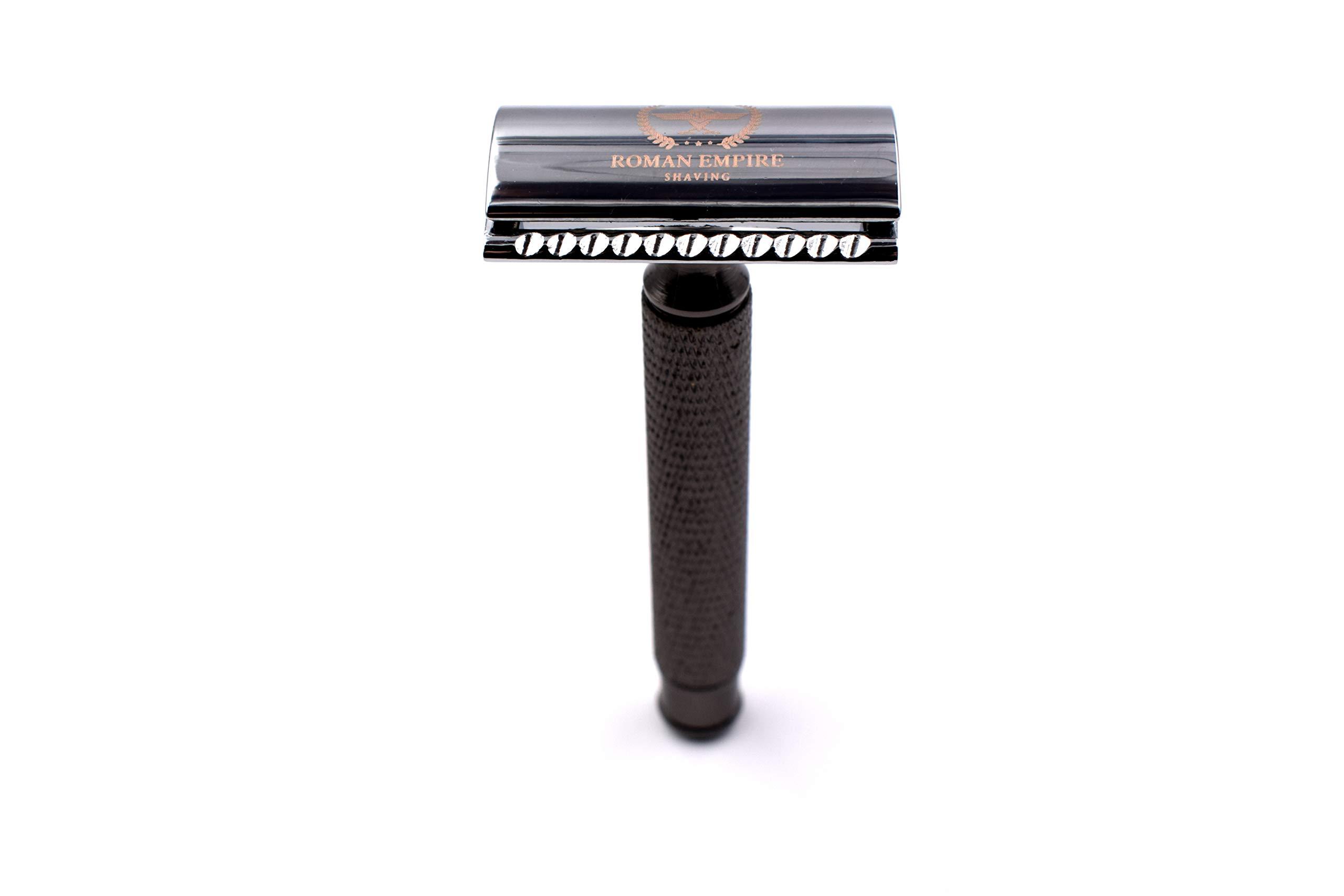 Caesar Gun Metal Safety Razor by Roman Empire Shaving with Set of 20 Shaving Blades (Astra-Derby-Shark-Treet) - Image 7