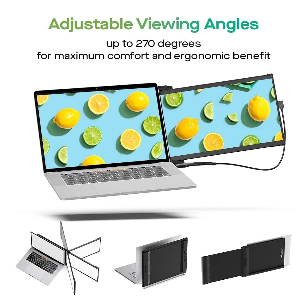 Mobile Pixels 2025 Duex Max DS 14.1'' FHD 1080p Laptop Screen Extender, USB Type-C/HDMI Ports, Portable Monitor for 14'' to 17 Inch Laptops, Compatible with macOS/Windows/Apple/Android/Switch(Black) - Image 3