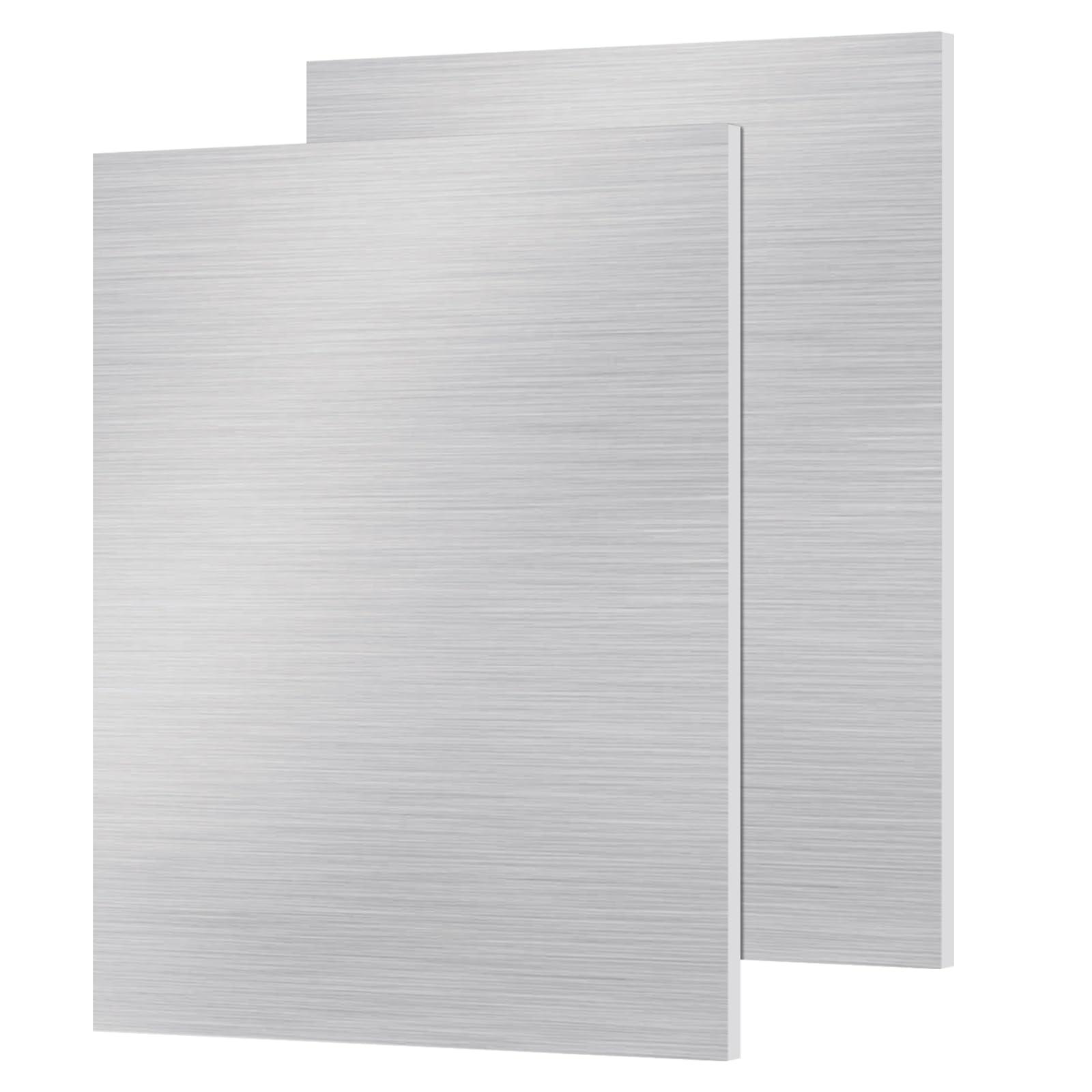 ZUQIAN 2 Pack 6061 T6 Aluminium Metal Sheet 11 x 15 x 1/8 Inch Thickness Flat Plain Plate Panel Aluminium Metal Plate Sheets with Protective Film, Aluminum Sheet for Crafting - Finely Polished