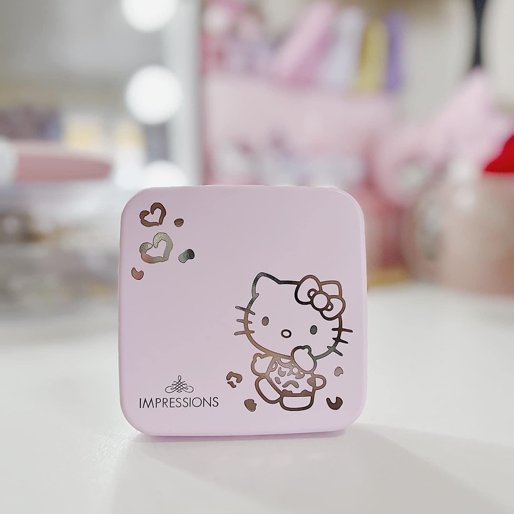 Impressions Vanity Hello Kitty Supercute Compact Mirror with Touch Sensor Switch for Adjustable Brightness, Lighted Makeup Mirror with LED Lights and 2X Magnifying Mirror Top (Pink) - Image 9